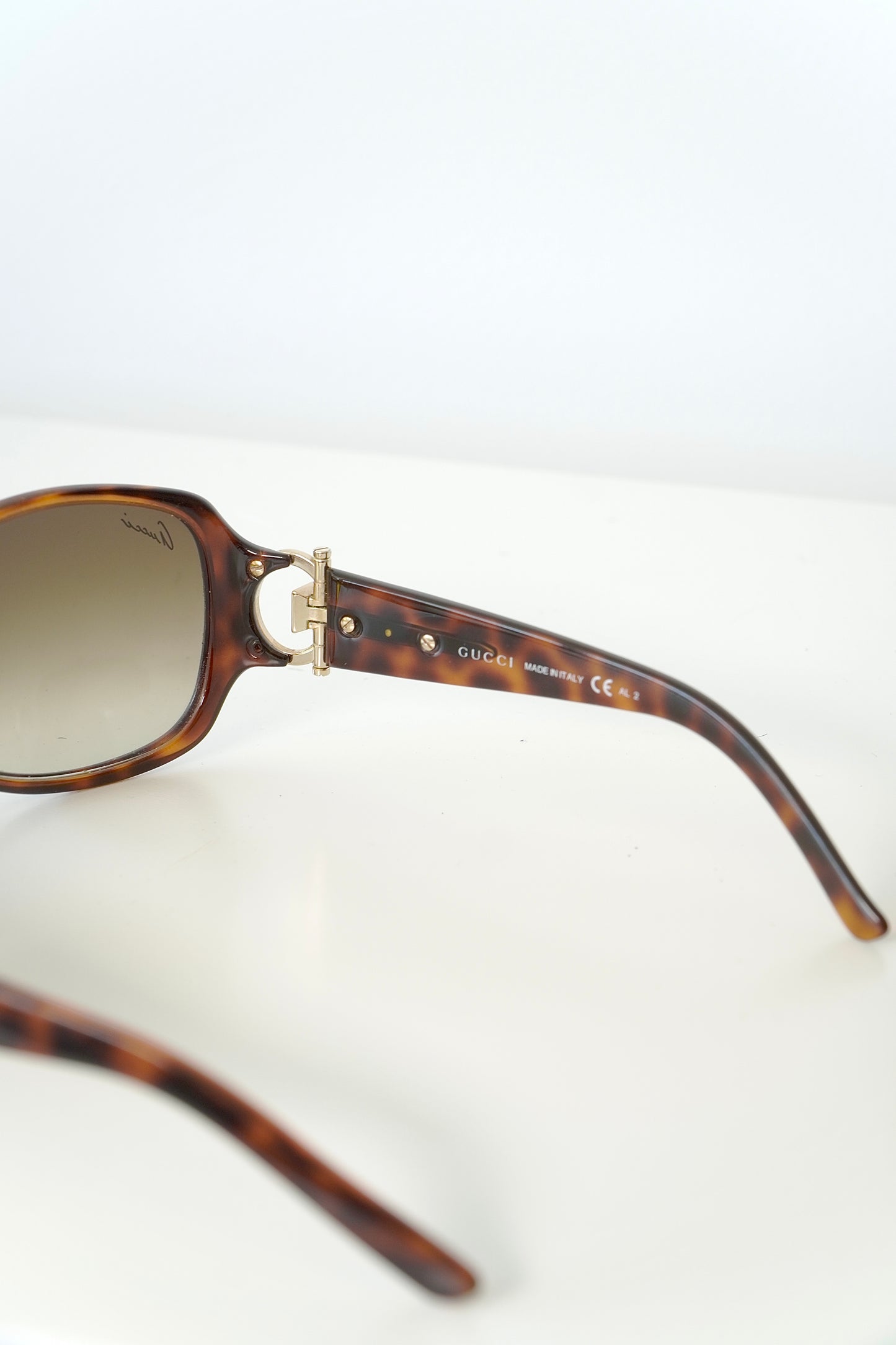 Gucci Authentic Vintage Tortoise Shell Frame Crystal Horsebit Sunglasses