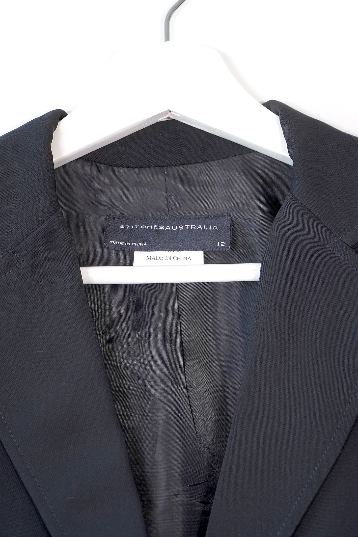 STITCHES AUSTRALIA Black Classic Longline Suit Blazer (12)