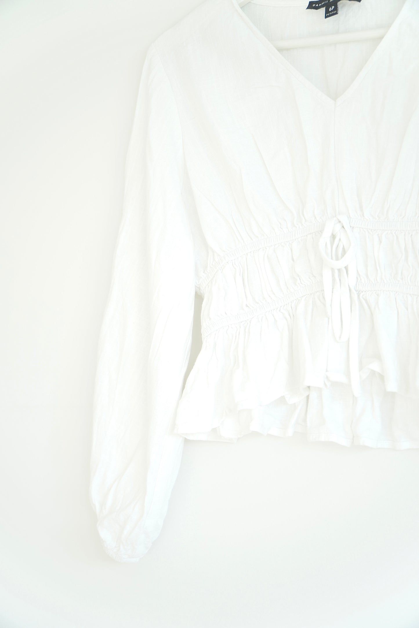 Dannii Minogue Petite White Linen Blend Blouse (6P)