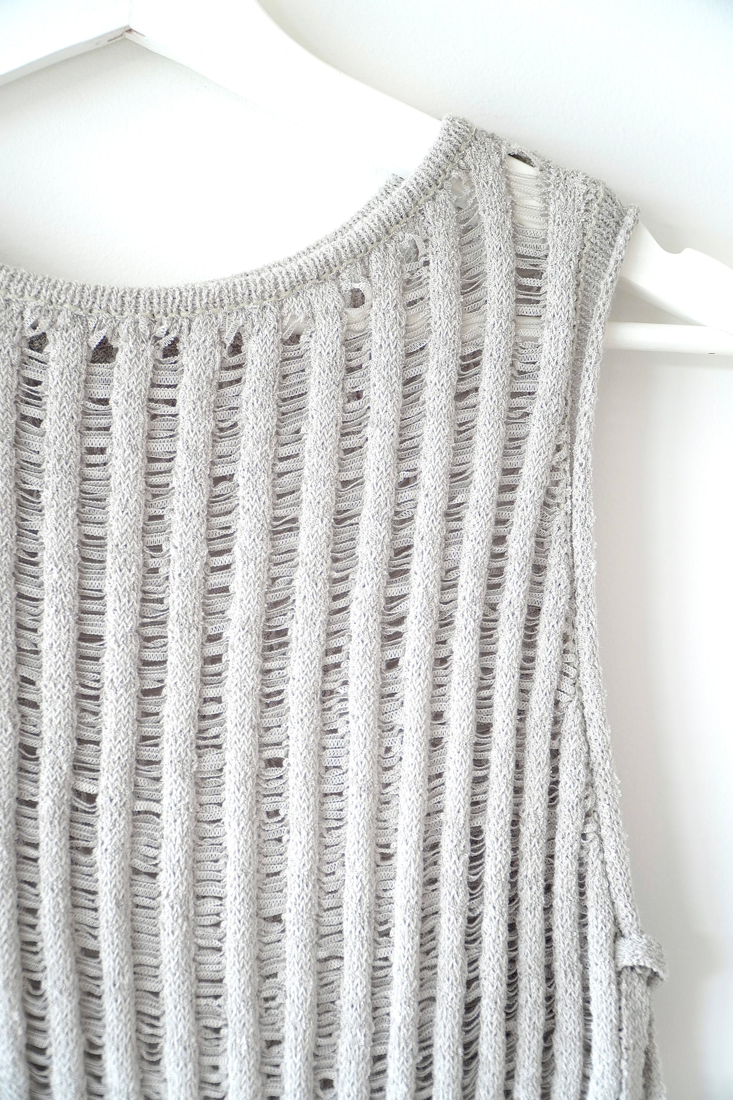 H&M Light Khaki Green Ladder Stitch Knitted Tank Top (Fits S)
