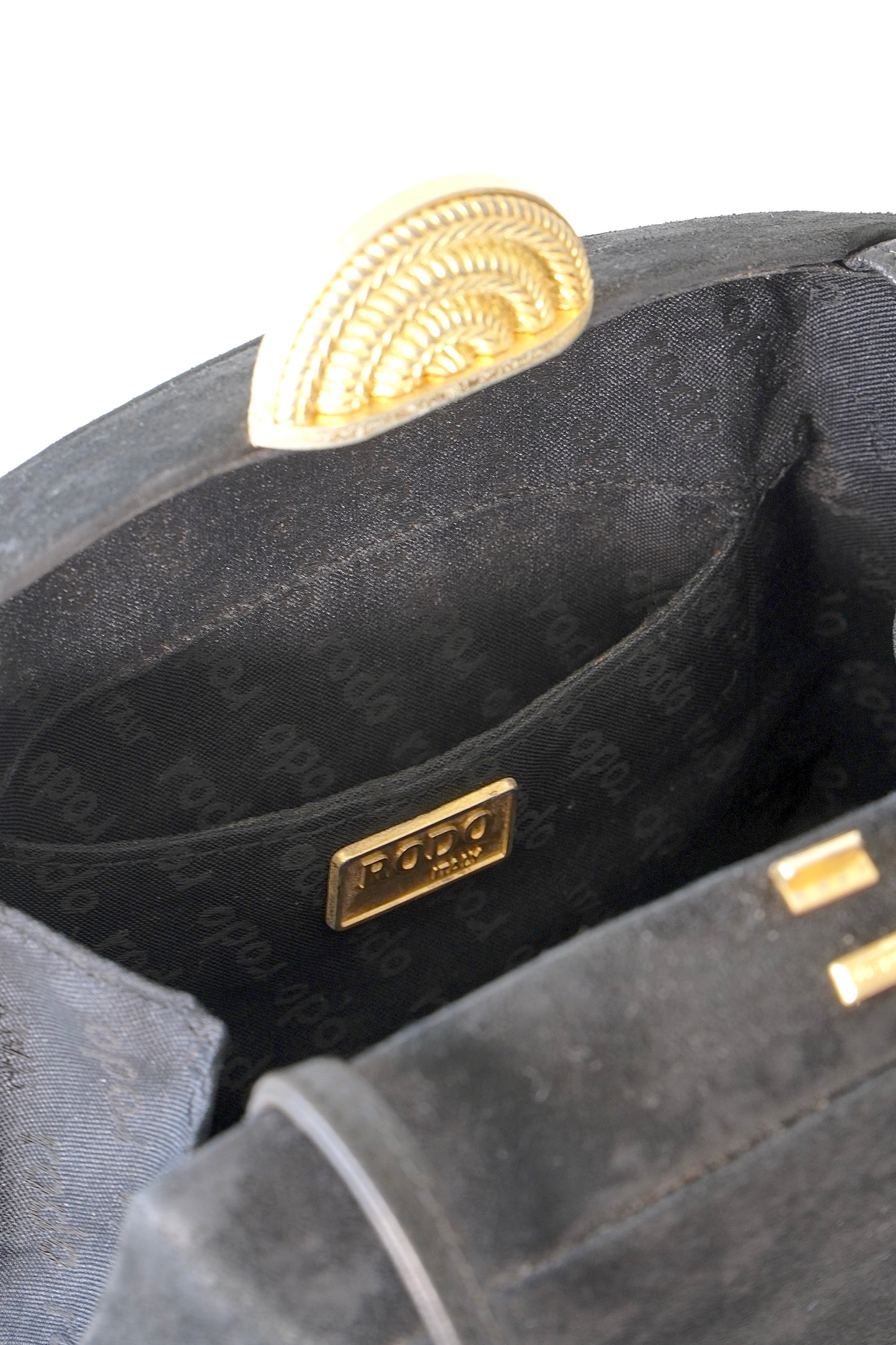 Rodo Italy Vintage Black Hard Case Evening Clutch/ Shoulder Bag