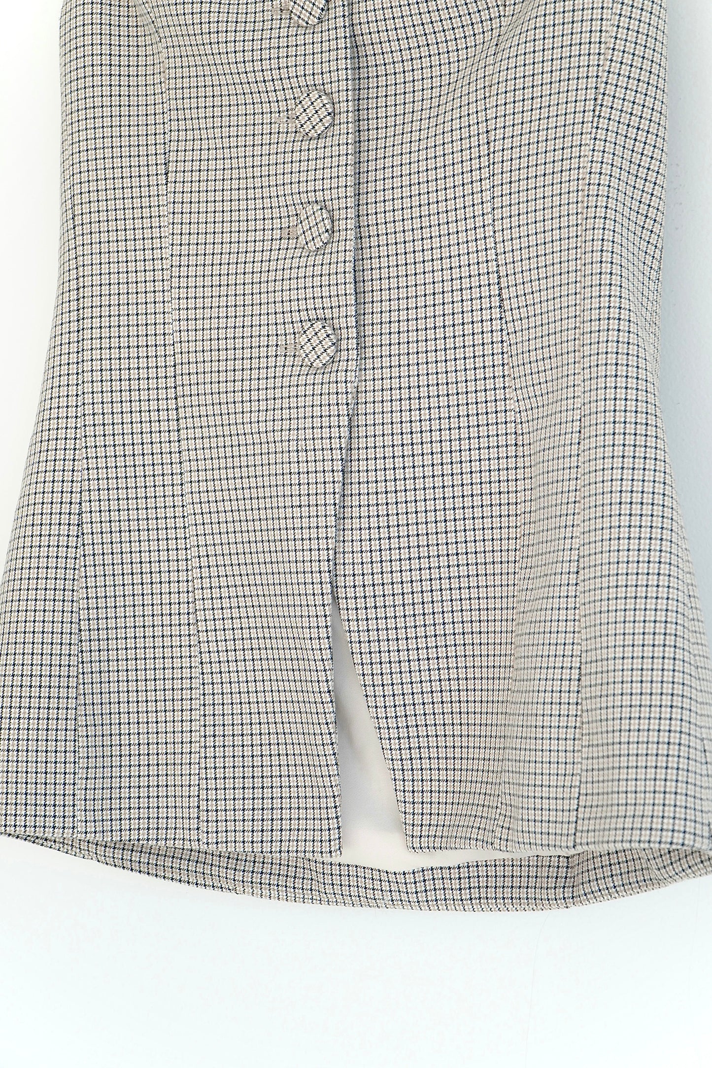 Kookai Checkered Strapless Button Up Top (8 Au)