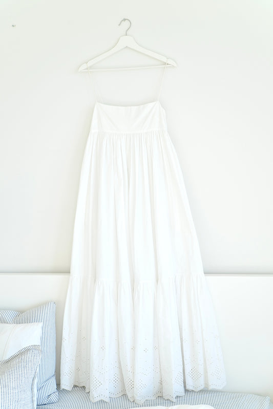 Matteau White Broderie Anglaise Maxi Dress (S)