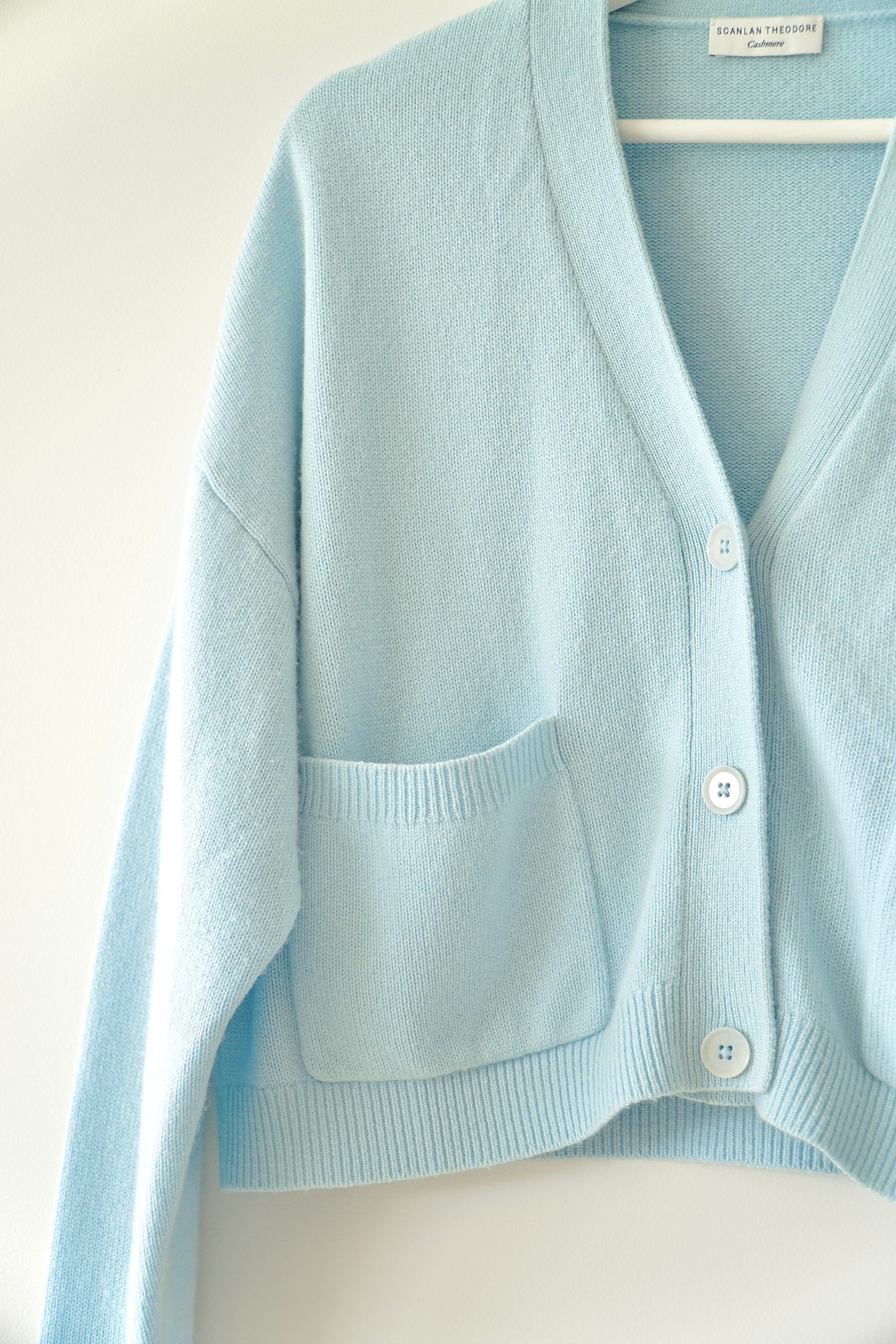 Scanlan Theodore Blue Cashmere Cropped Button Up Cardigan (S)