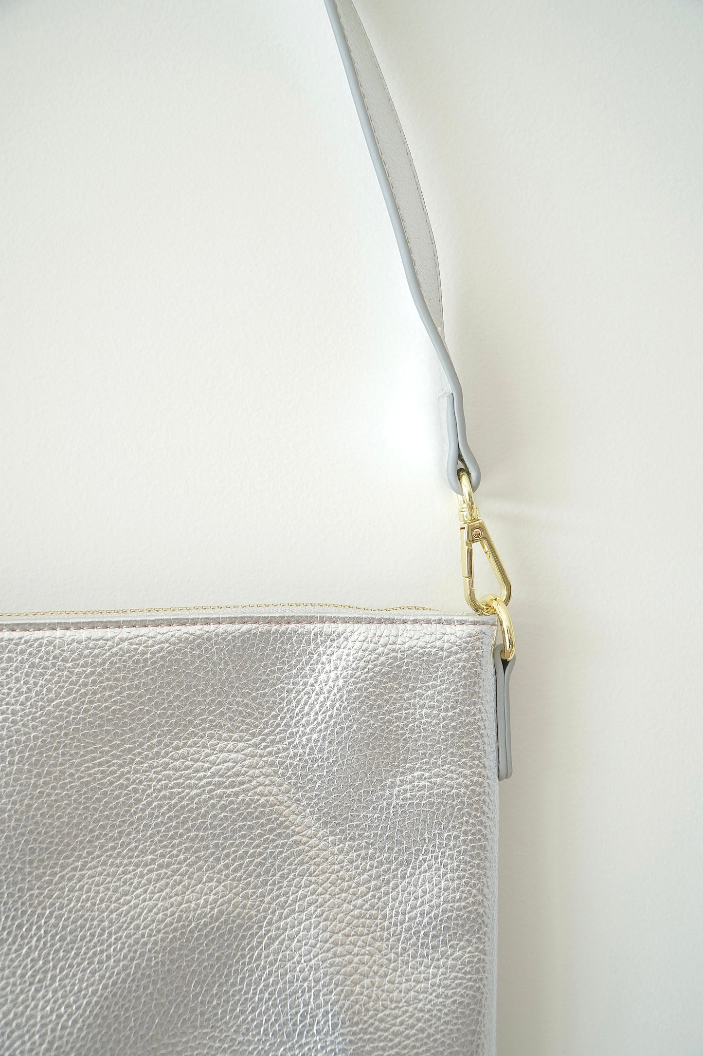 Zjoosh Silver Clutch/ Crossbody Bag w/ Gold Details