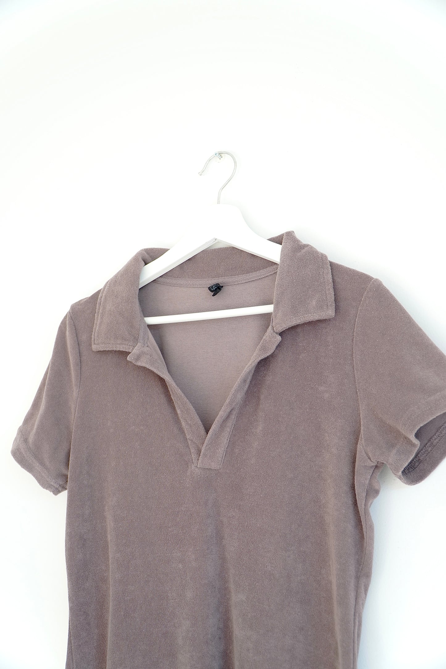 Cotton On Body Brown Terry Towelling Collared Mini Dress (M)