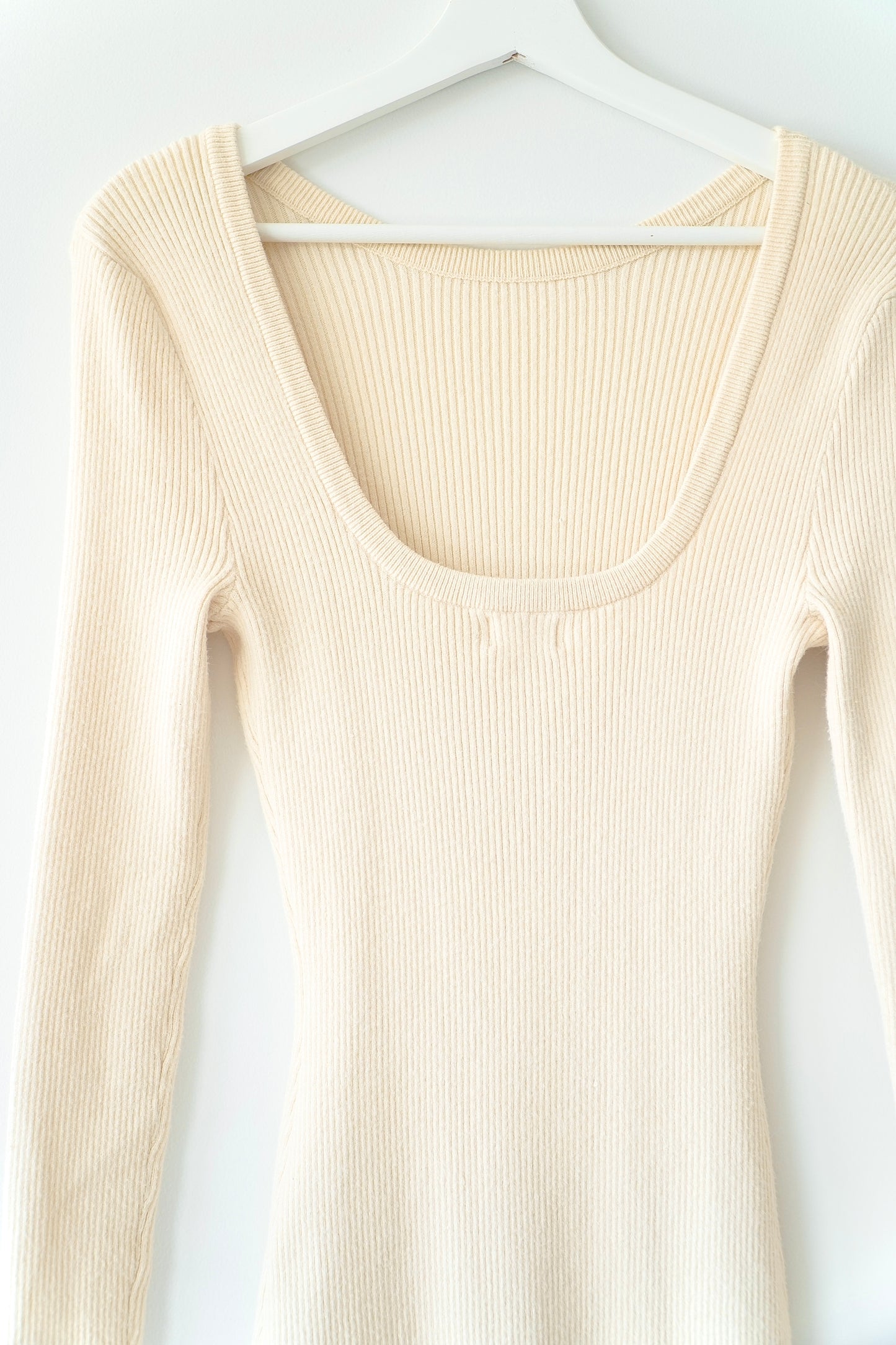 Cotton On Cream Rib Knit Bodycon Low Back Mini Dress (XS)