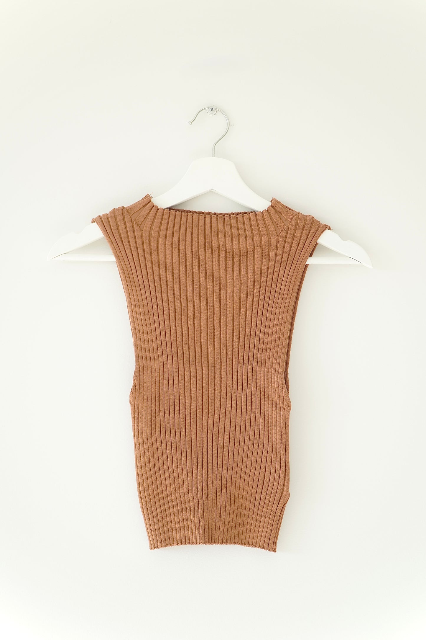 Cotton On Brown Sleeveless Stretchy Ribbed Top (S P)