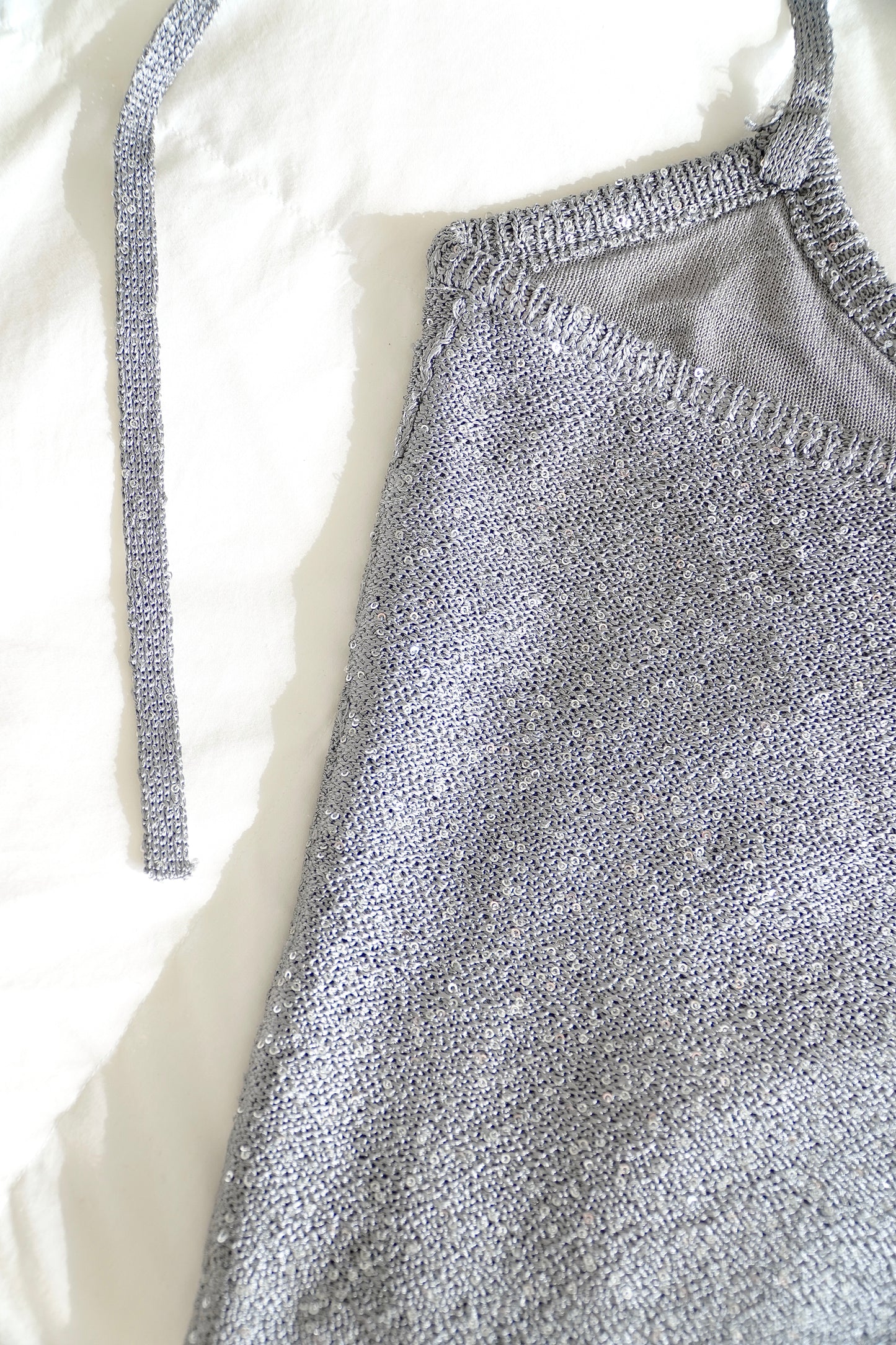 Glassons Grey Silver Sequin Sparkle Tie Halter Top (S)