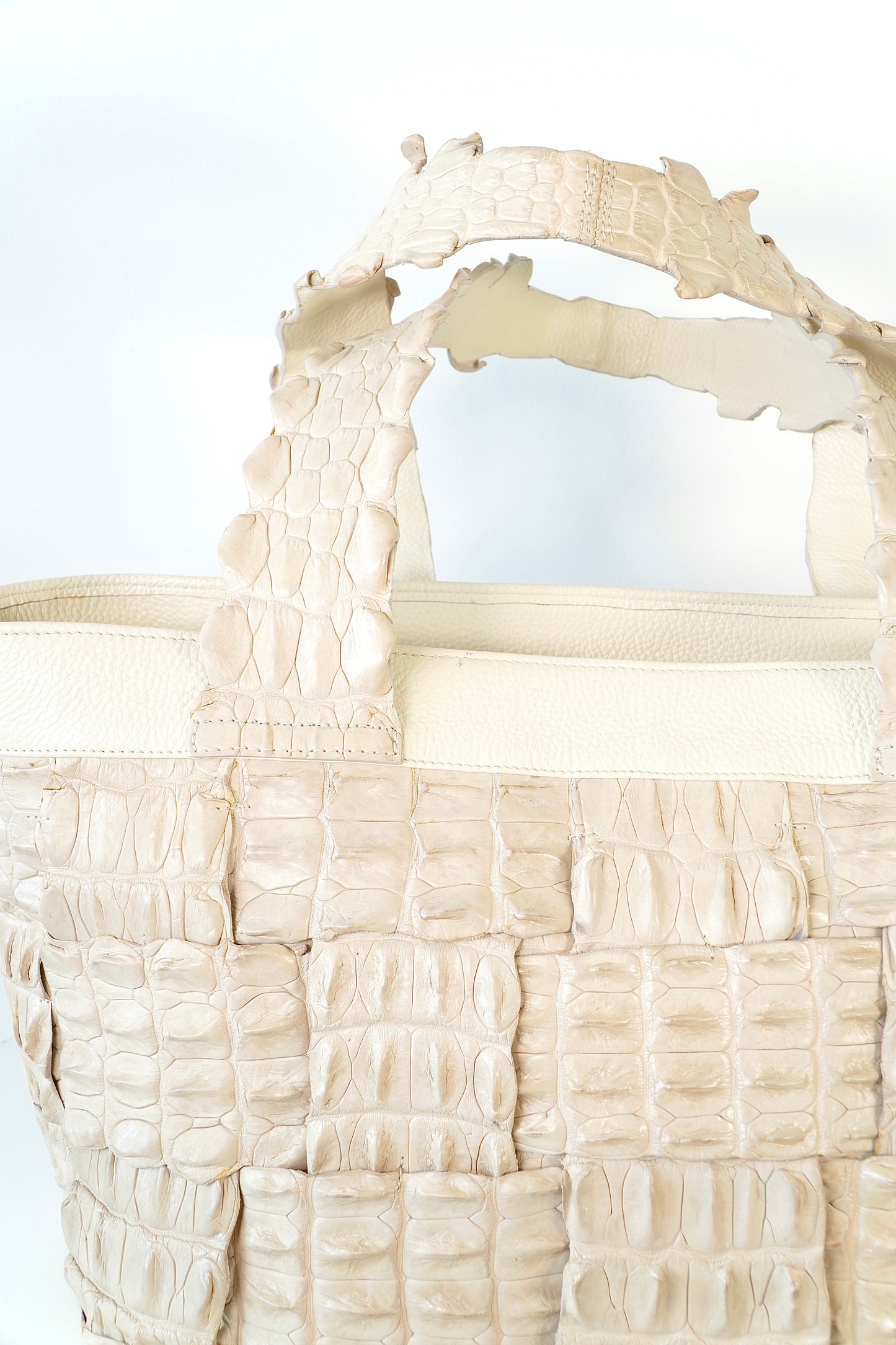 di CROCO Vintage Beige Crocodile Leather Tote Bag