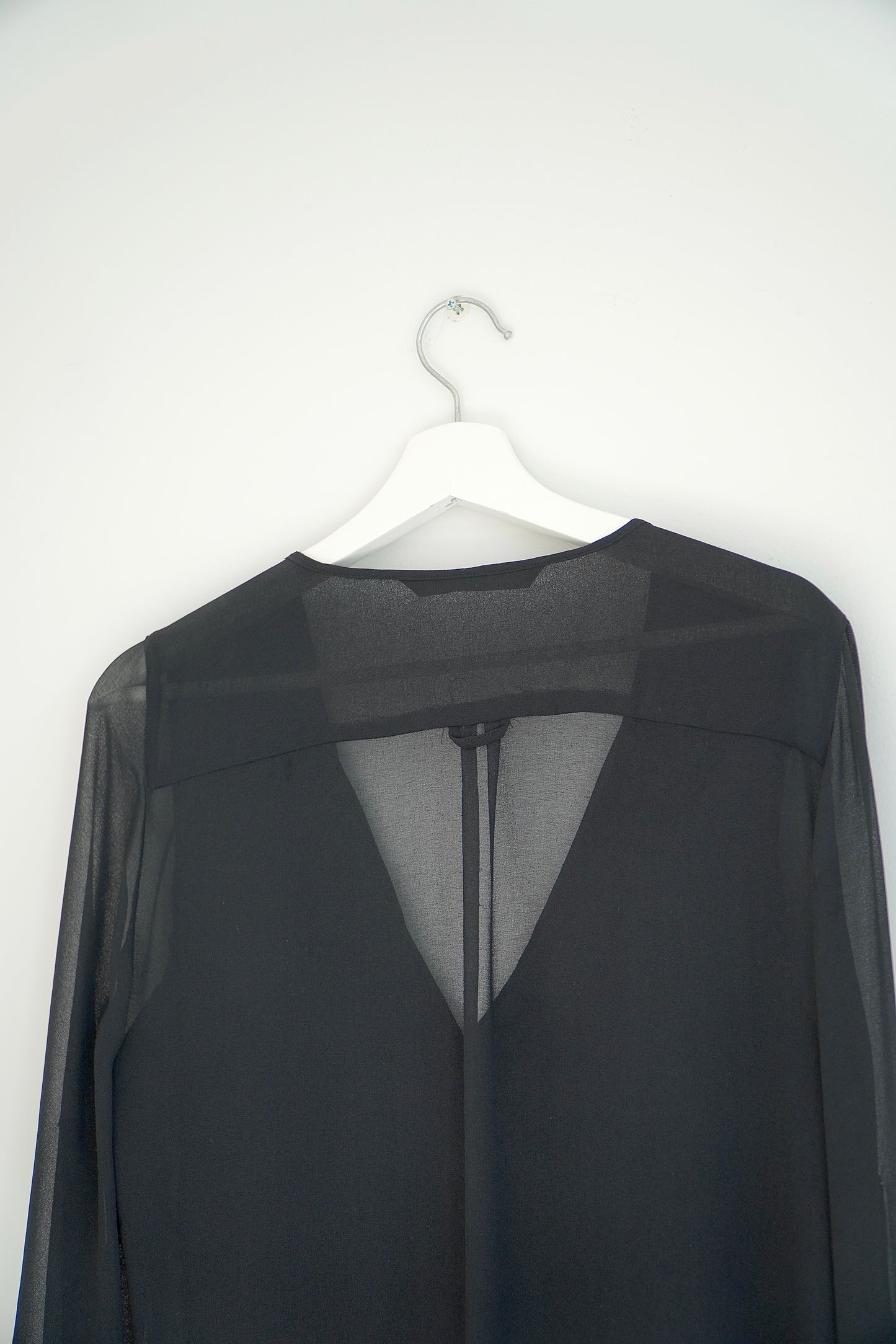 Zara Black Sheer V-neck Blouse (S)