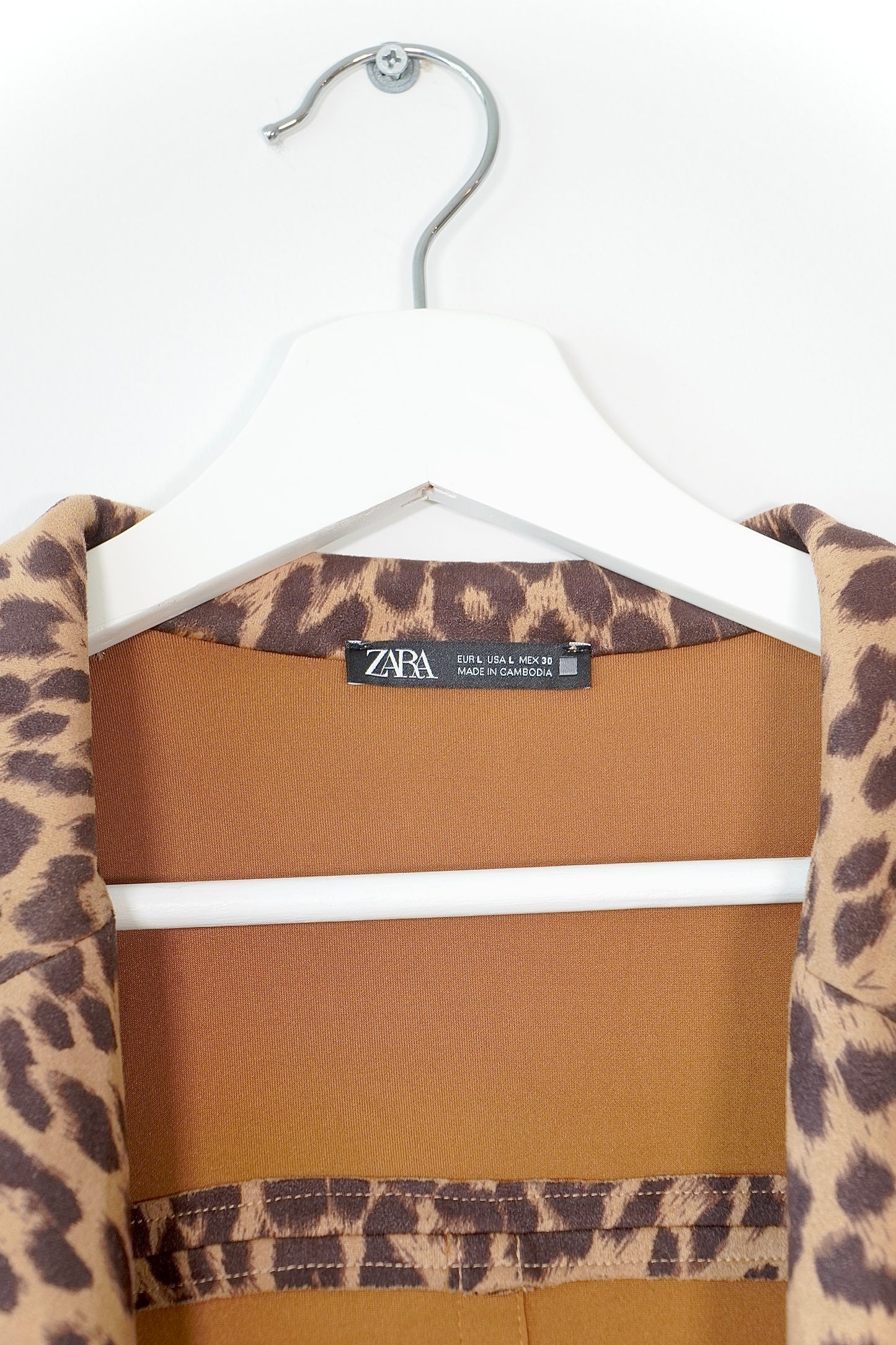 Zara Brown Leopard Print Coat (L)
