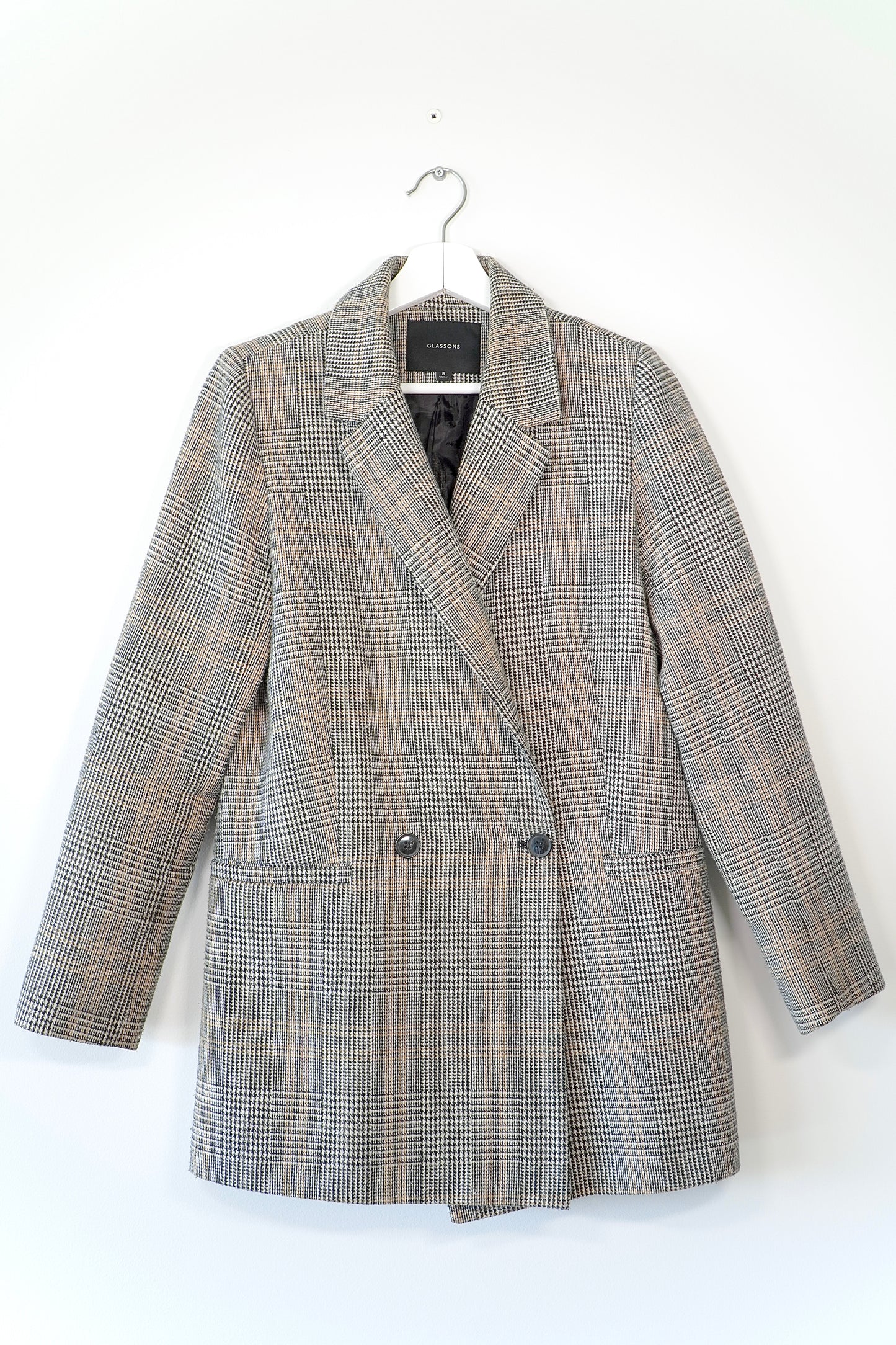 Glassons Plaid Tweed Double-breasted Coat Blazer (Au 8)