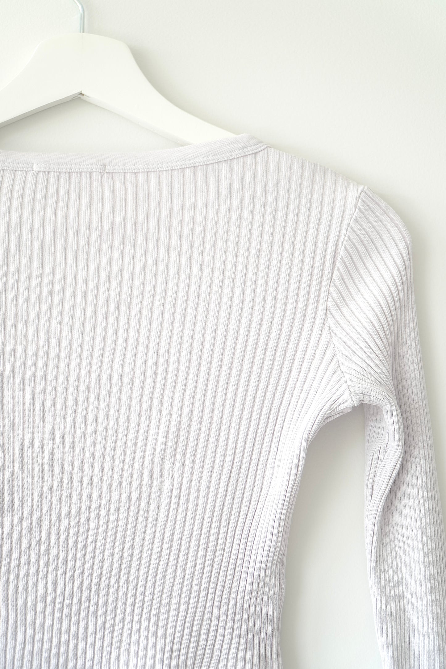 Lacausa Light Violet ‘Lucy’ Button Up 90s Rib Cardigan Top (XS)