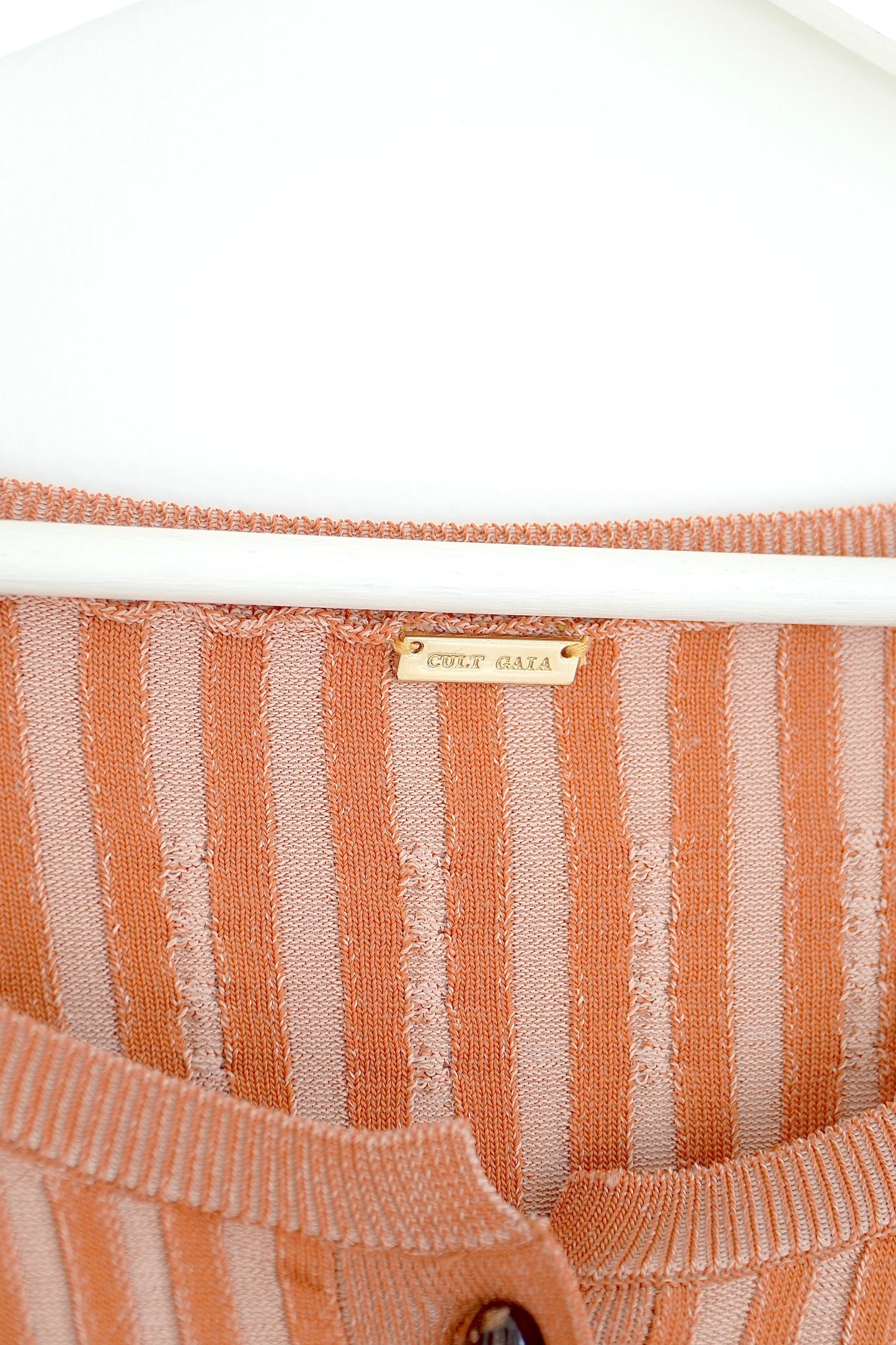 Cult Gaia Orange ‘Amma’ Rib Striped Cardigan Top