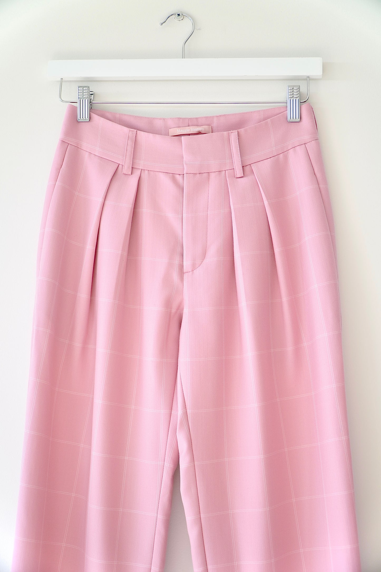 Maggie Marilyn Baby Pink Check 'Bobbi' Boyfriend Trousers (6 Au)