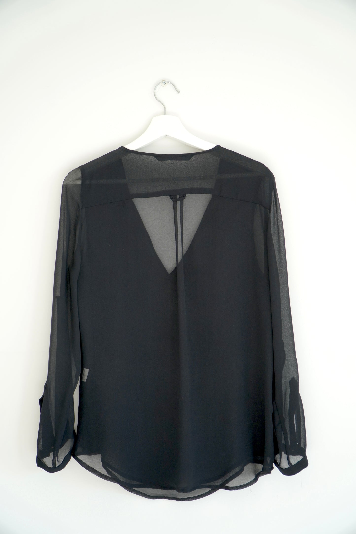 Zara Black Sheer V-neck Blouse (S)
