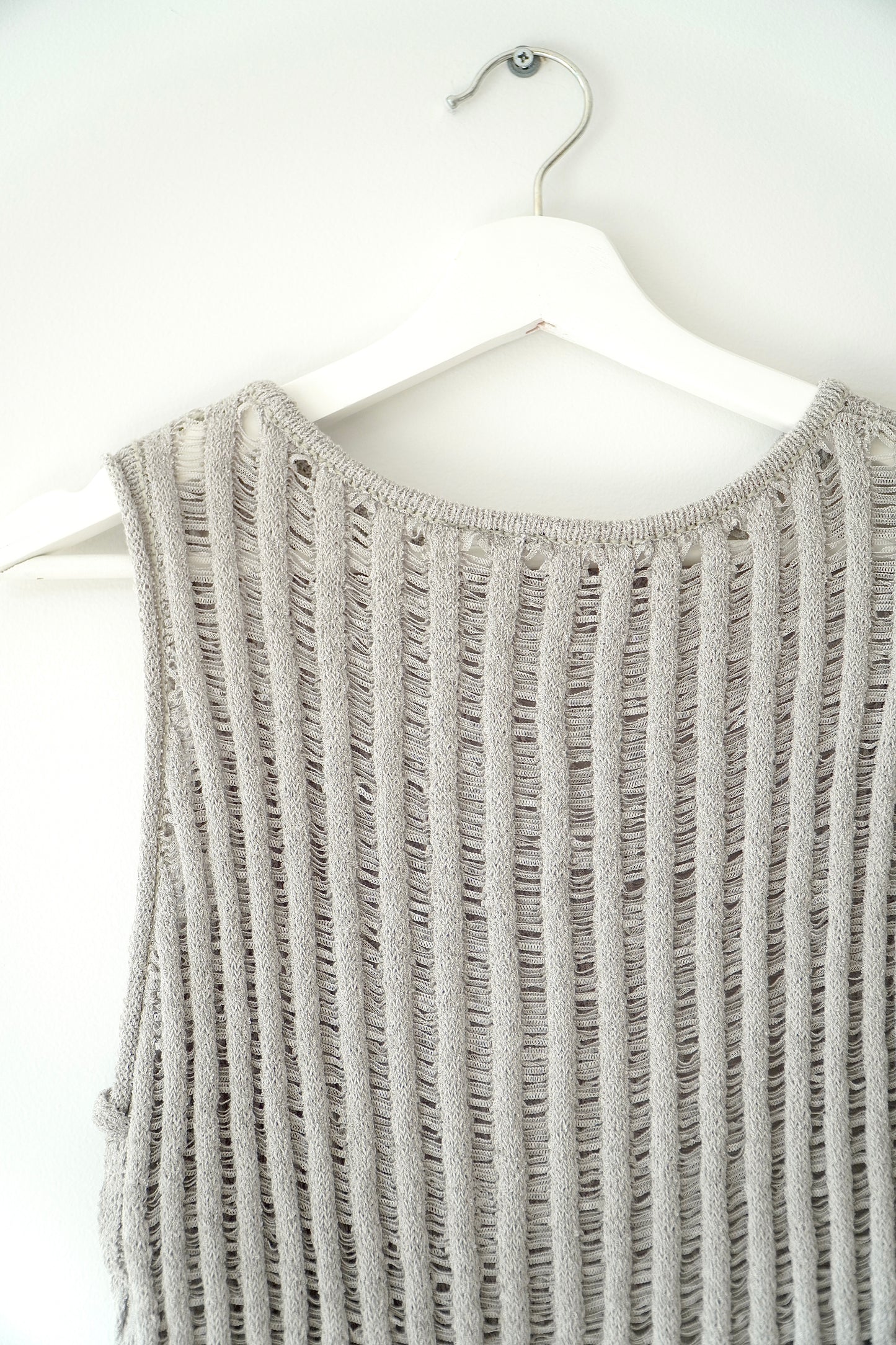 H&M Light Khaki Green Ladder Stitch Knitted Tank Top (Fits S)