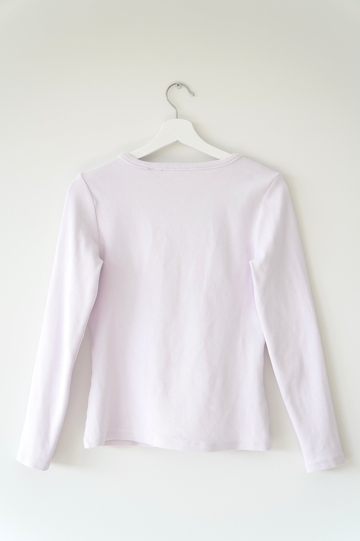 Country Road Violet Fitted Rib Long Sleeve Cotton T-Shirt (M)