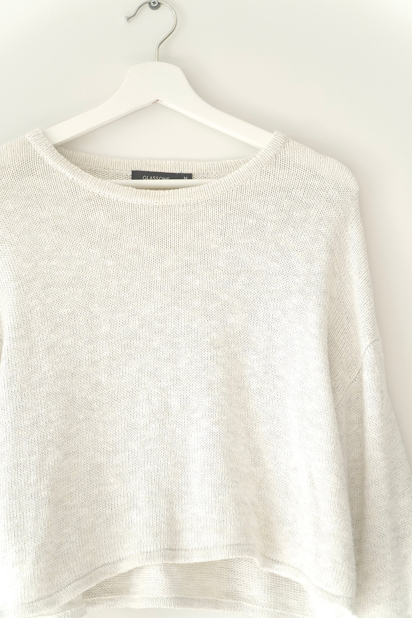 Glassons Flecked Off White Crop Relaxed Knit Jumper (M)