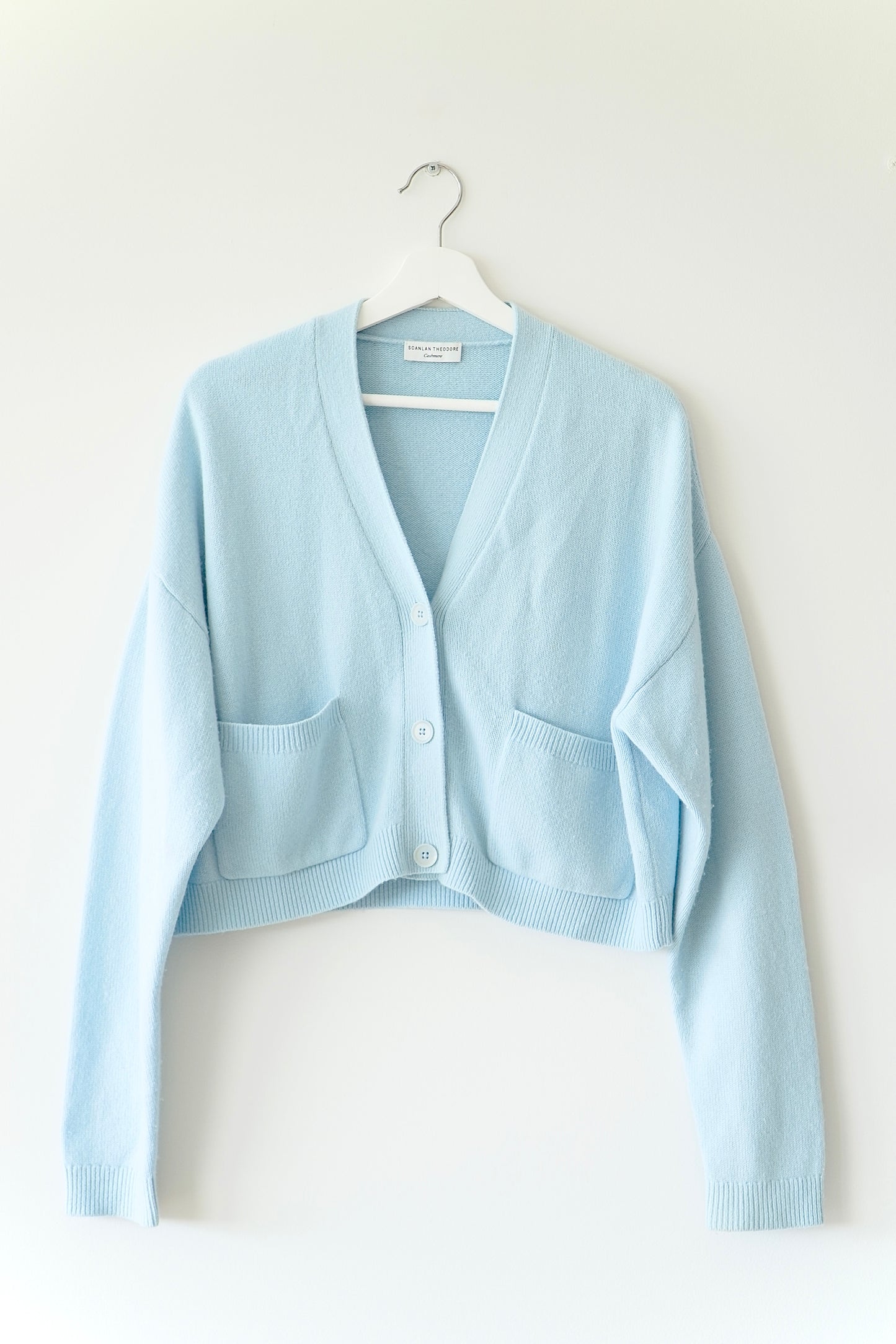 Scanlan Theodore Blue Cashmere Cropped Button Up Cardigan (S)
