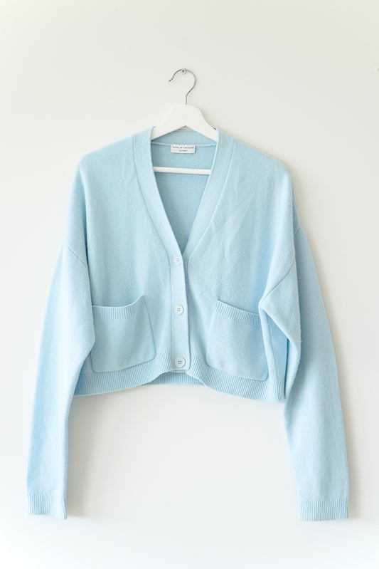 Scanlan Theodore Blue Cashmere Cropped Button Up Cardigan (S)