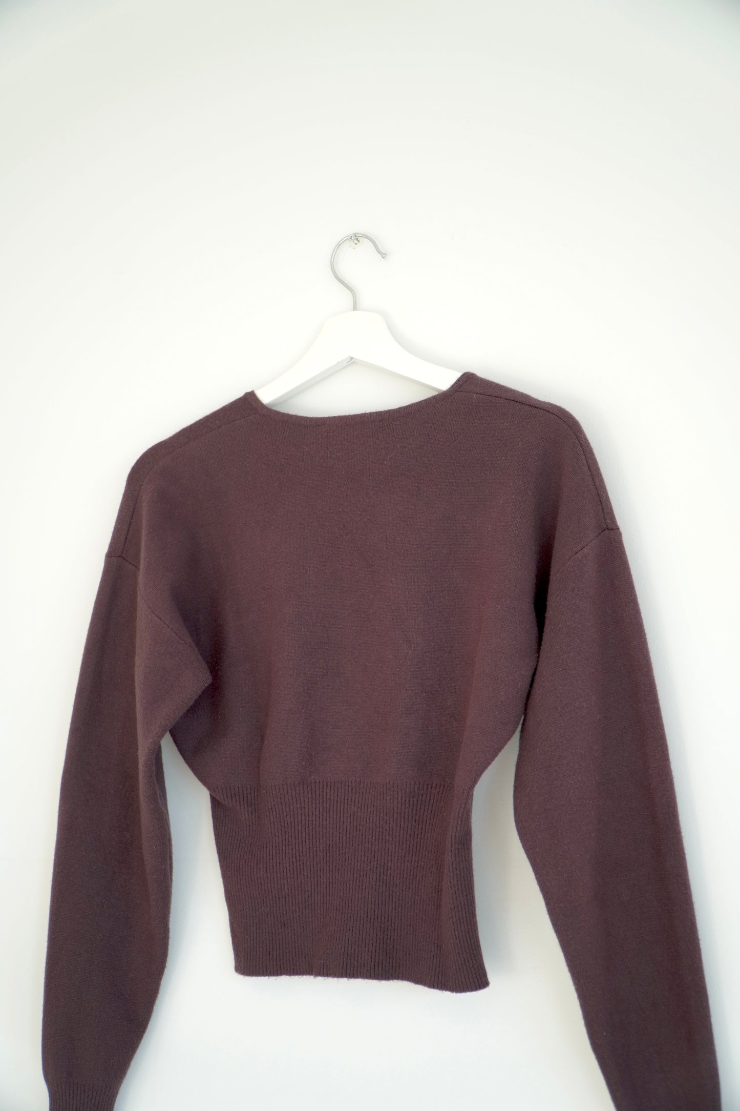 Glassons Chocolate Brown Rib Waist Knit Cardigan (XS)