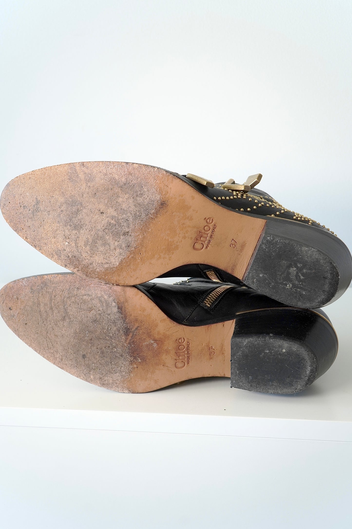 Chloé Iconic Black Susanna Studded Ankle Boots (37)