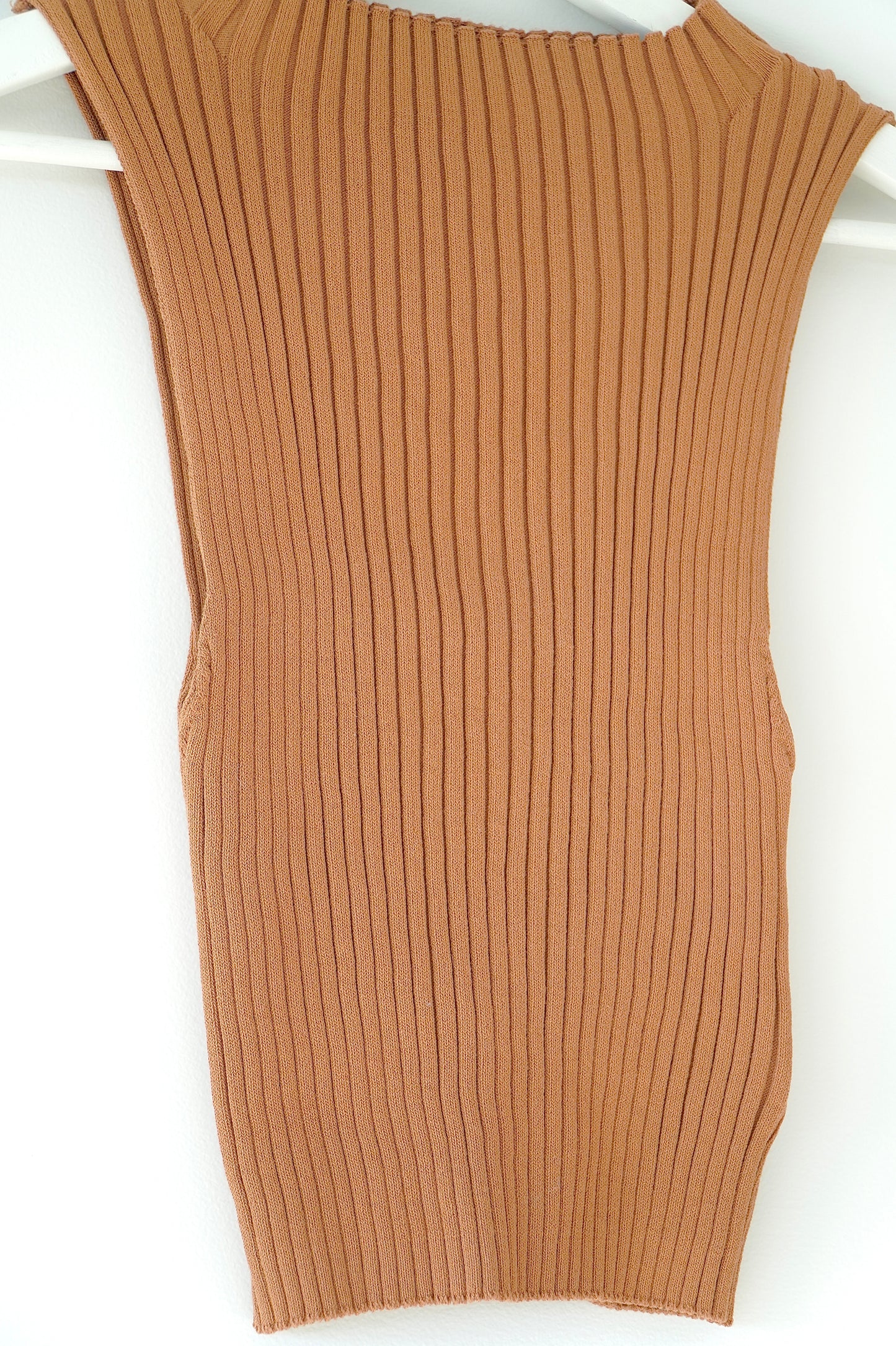 Cotton On Brown Sleeveless Stretchy Ribbed Top (S P)