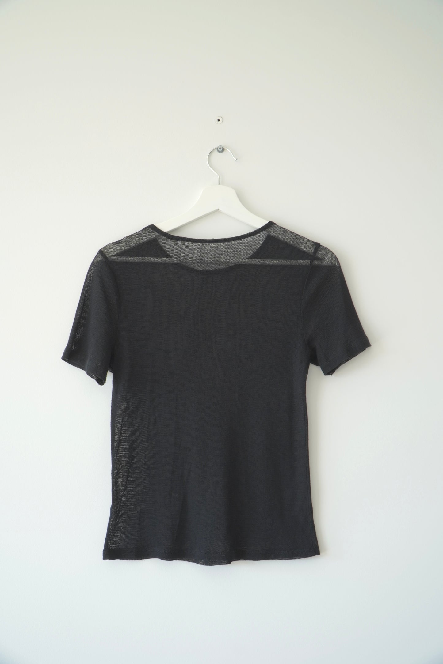 Black Mesh Knit Short Sleeve Top (6-8 Au)