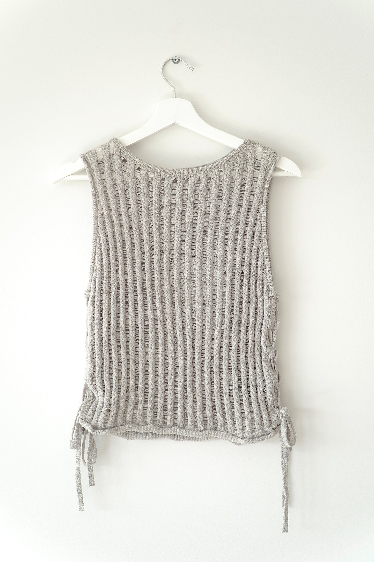 H&M Light Khaki Green Ladder Stitch Knitted Tank Top (Fits S)