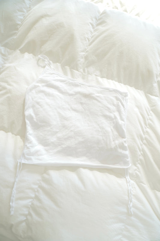 Zulu & Zephyr White One Shoulder Sheer Knit Crop Top (8 Au)