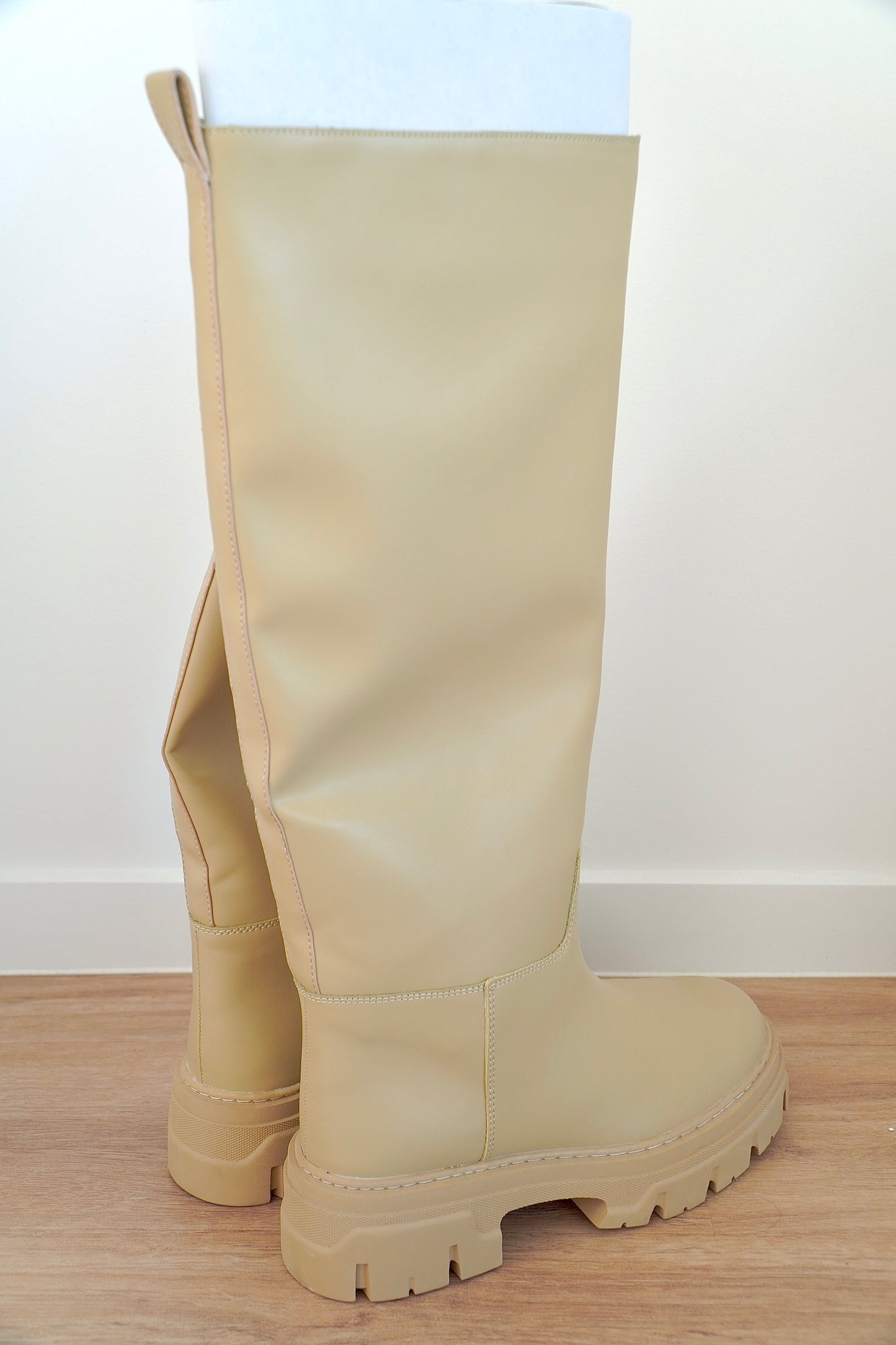 H&M Chunky Beige Platform Knee High Boots (40 Eu)