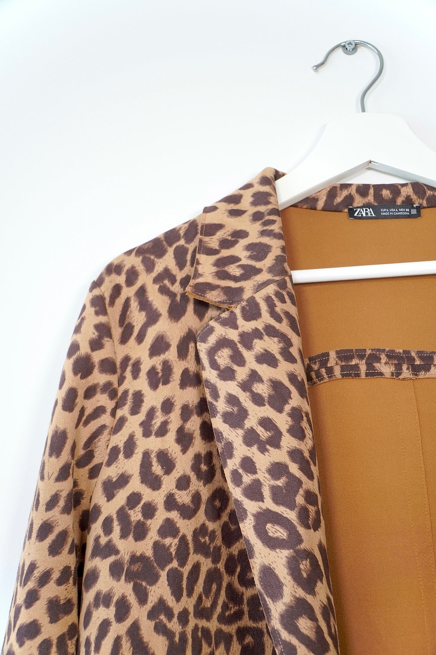 Zara Brown Leopard Print Coat (L)