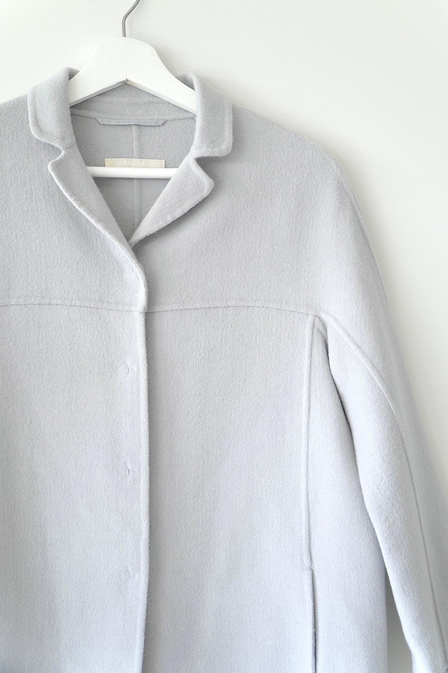 ‘S Max Mara Grey Blue Classic Single Breasted Wool Coat (6 Au)
