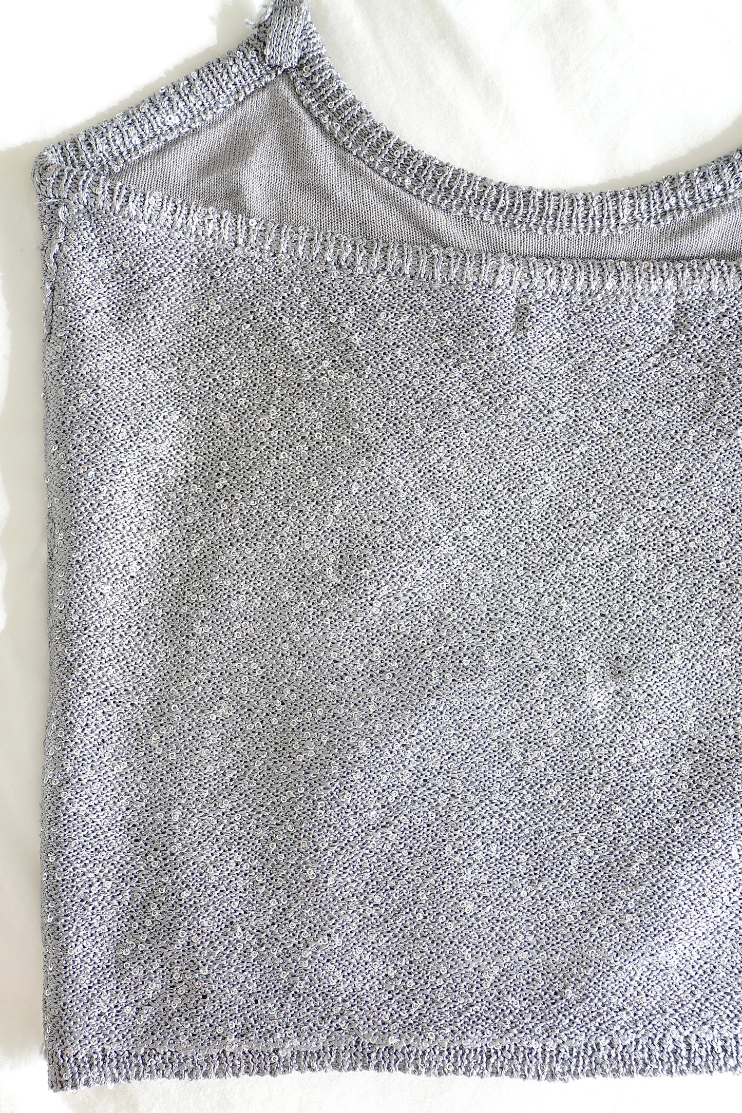 Glassons Grey Silver Sequin Sparkle Tie Halter Top (S)