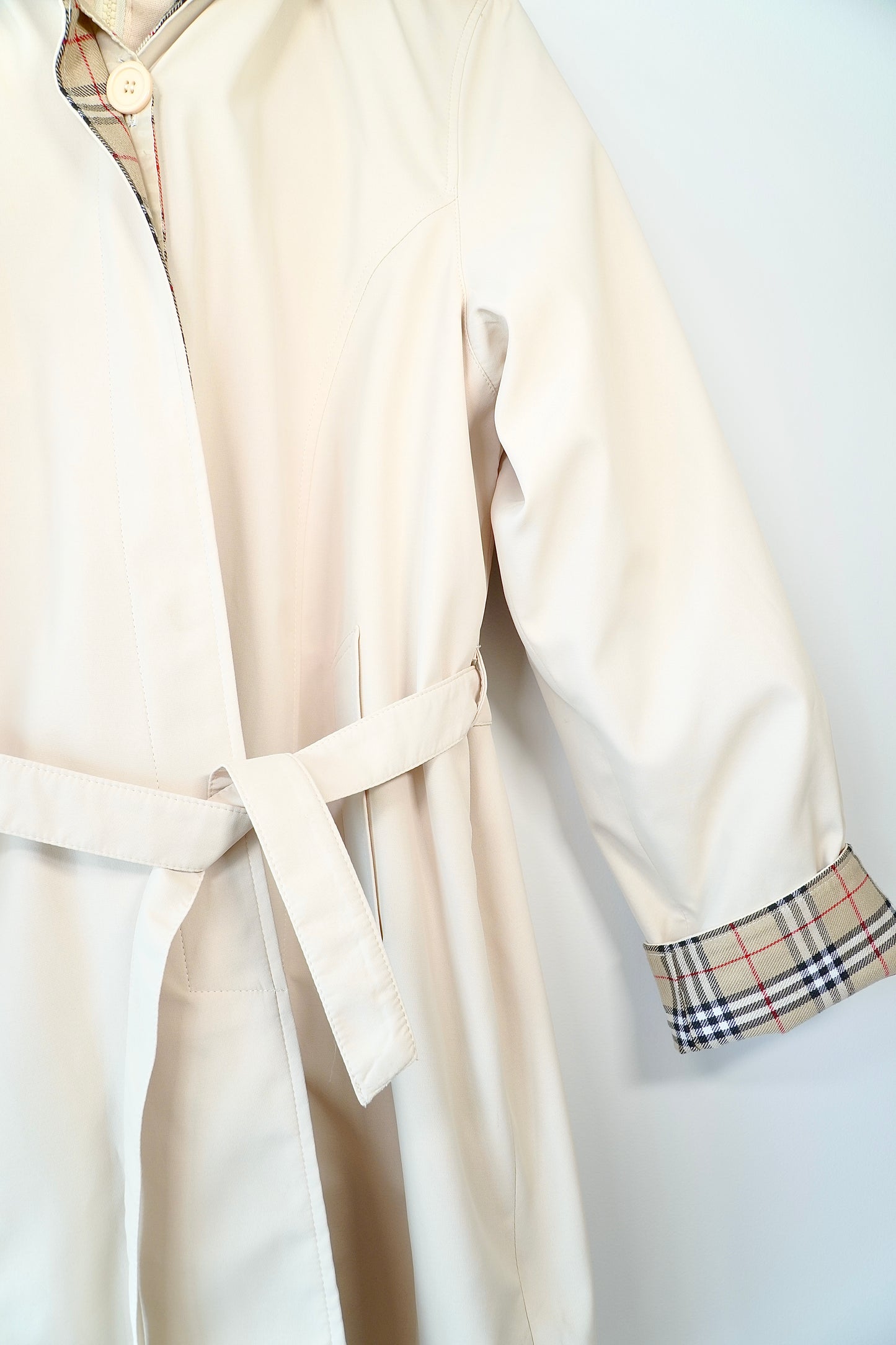 Vintage Beige Plaid Trench Coat w/ Removable Nova Check Lining (XXL)