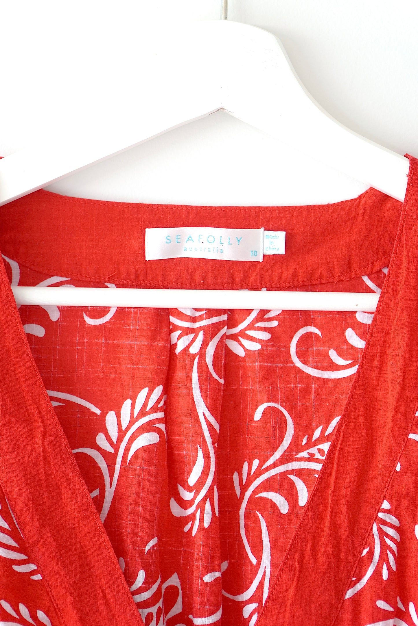 Seafolly Red Patterned Tunic Coverup Beach Dress (10 Au)