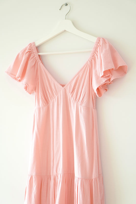 Billabong Baby Pink Tiered Midi Sundress (S)