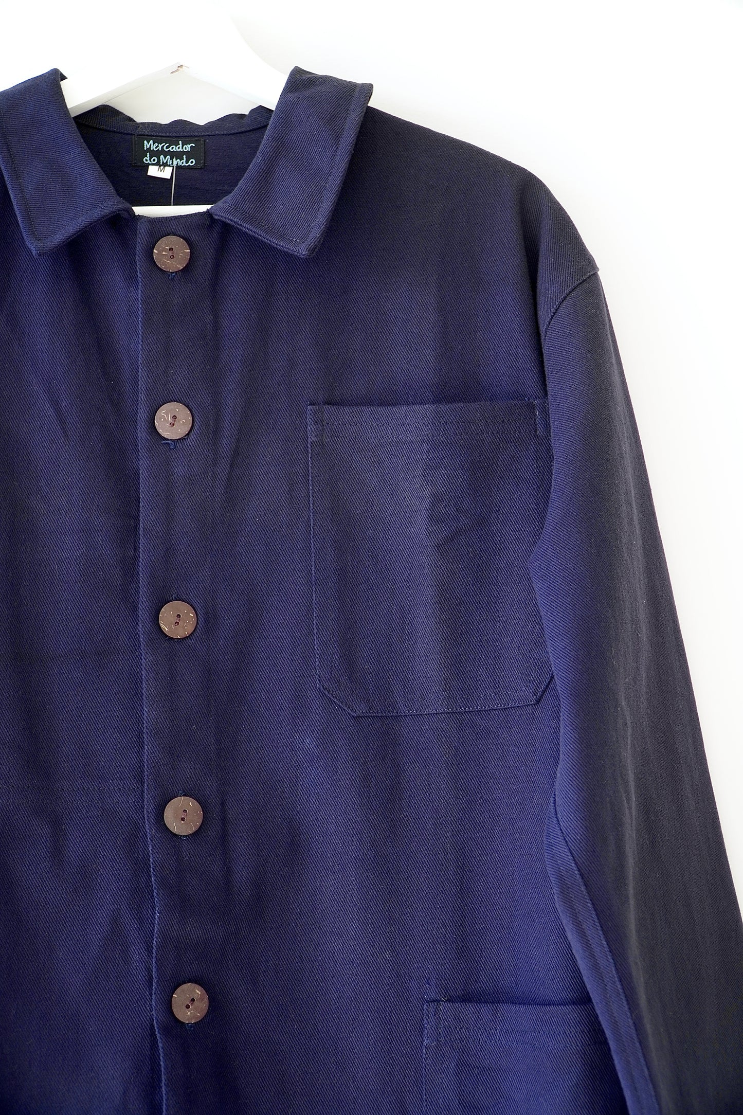 Mercador do Mundo Navy Blue Button Up Boxy Overshirt Jacket (M)
