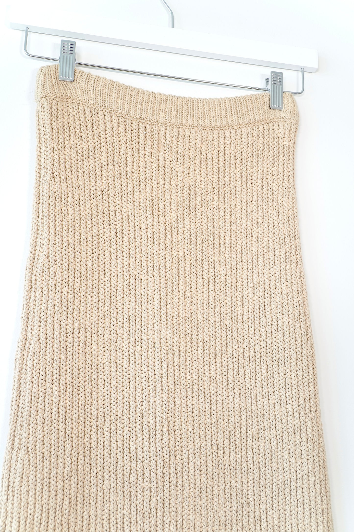 Bassike Knits Tan Knitted Asymmetrical Maxi Skirt