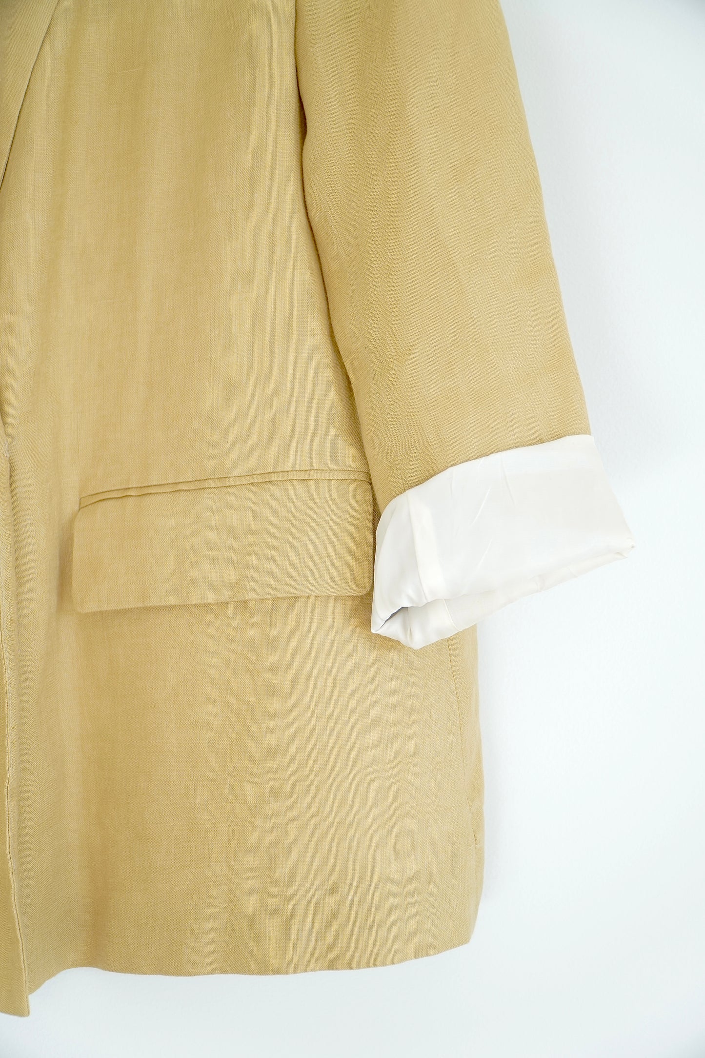Zara Dusty Mustard Linen Suit Blazer (XL)