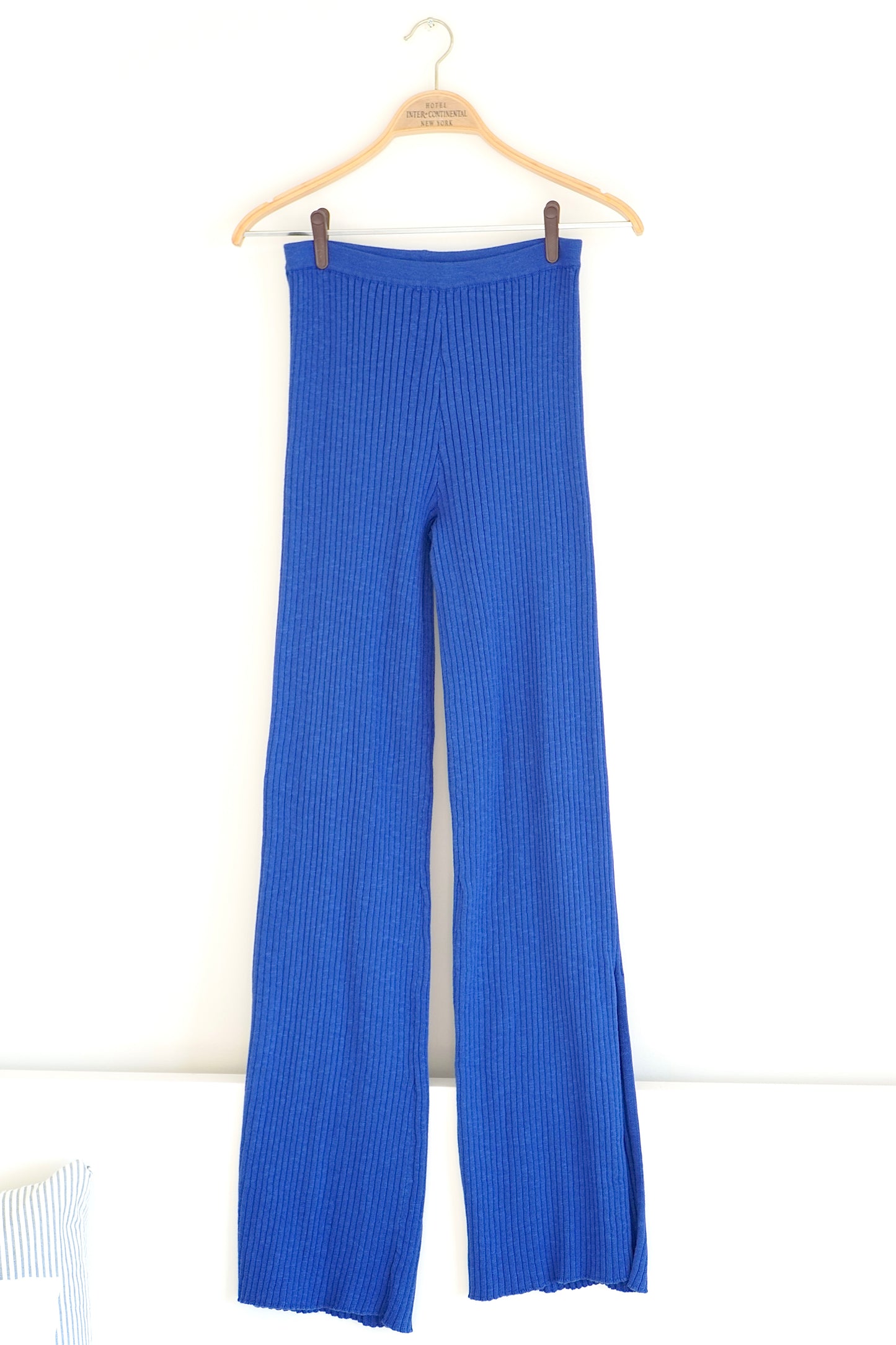 SIR. The Label Blue ‘Enes’ Cotton Rib Knit Pants (0)