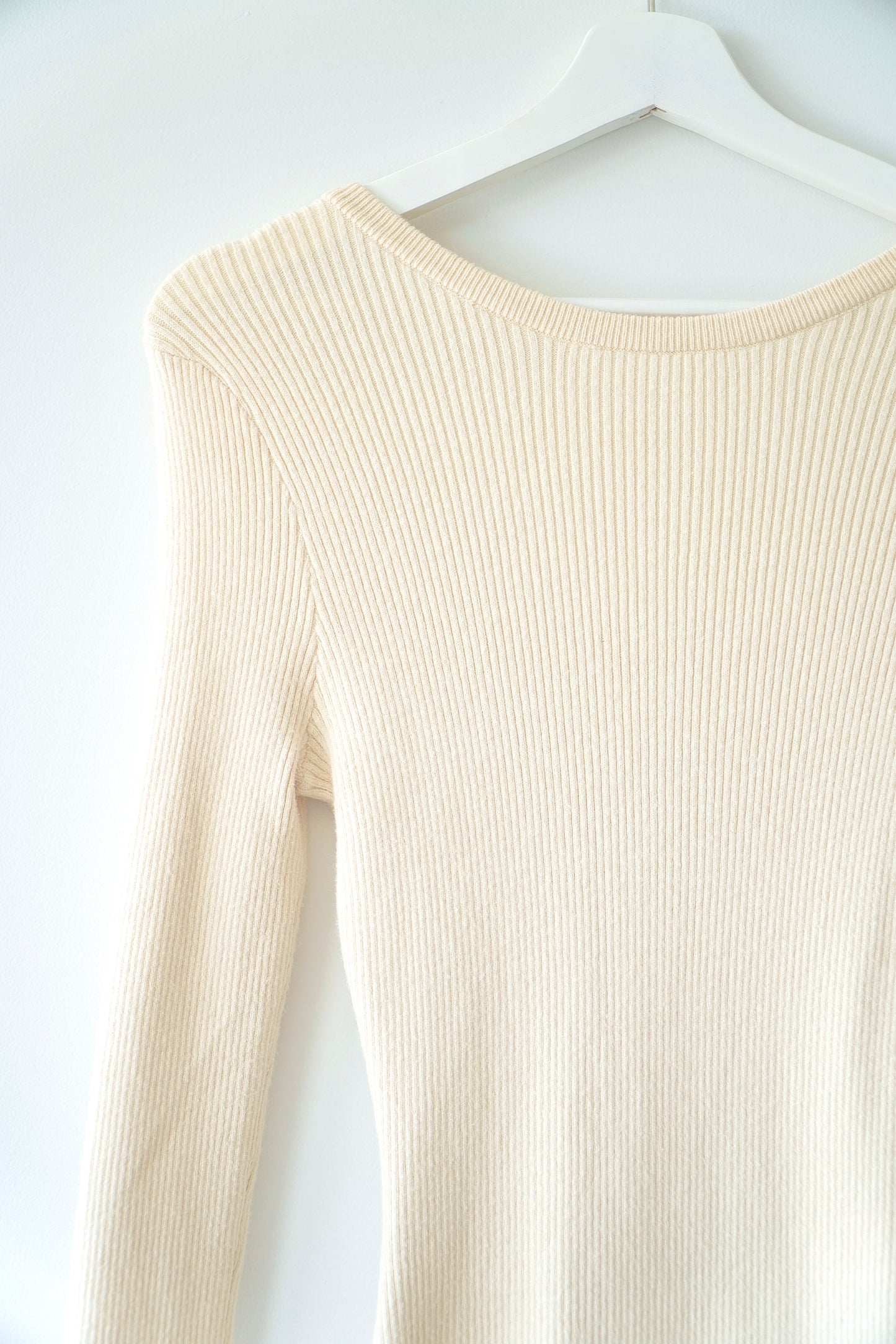 Cotton On Cream Rib Knit Bodycon Low Back Mini Dress (XS)