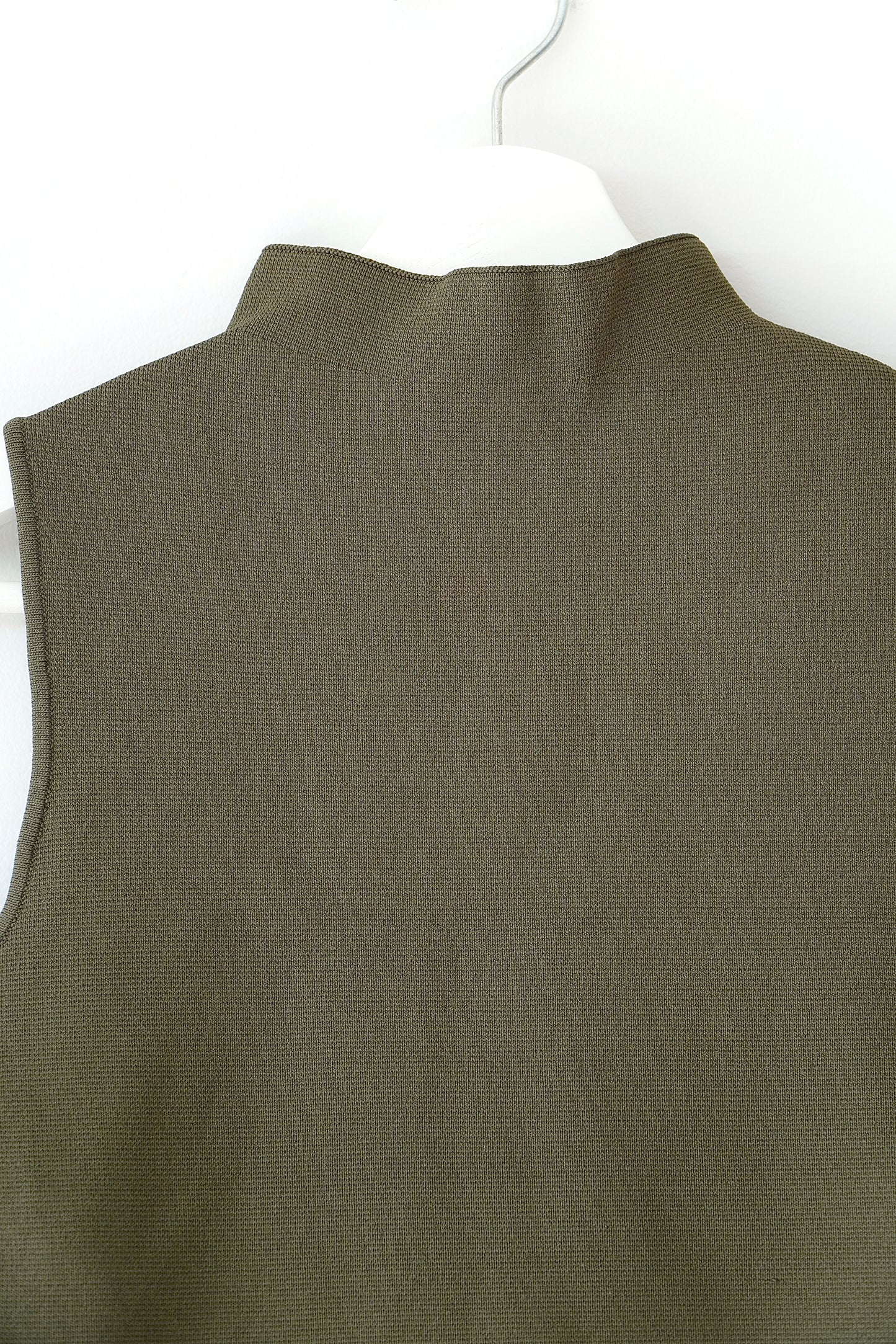 Tussah Olive Green Rib High Neck Sleeveless Top (8 Au)