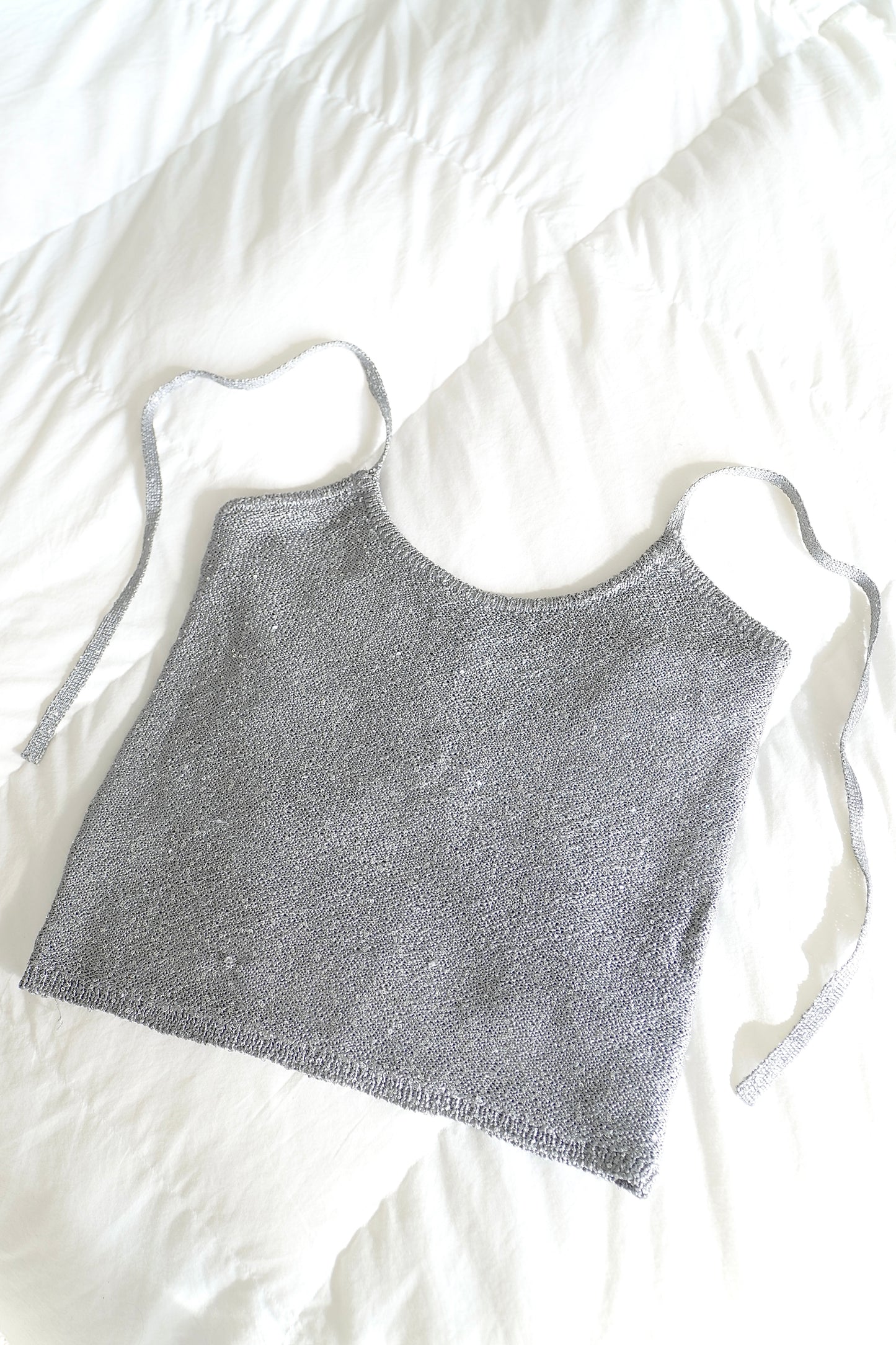 Glassons Grey Silver Sequin Sparkle Tie Halter Top (S)