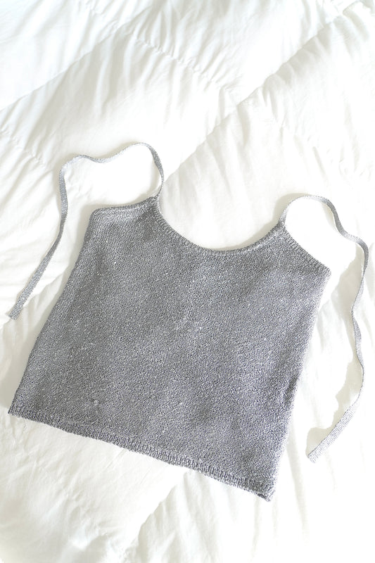 Glassons Grey Silver Sequin Sparkle Tie Halter Top (S)