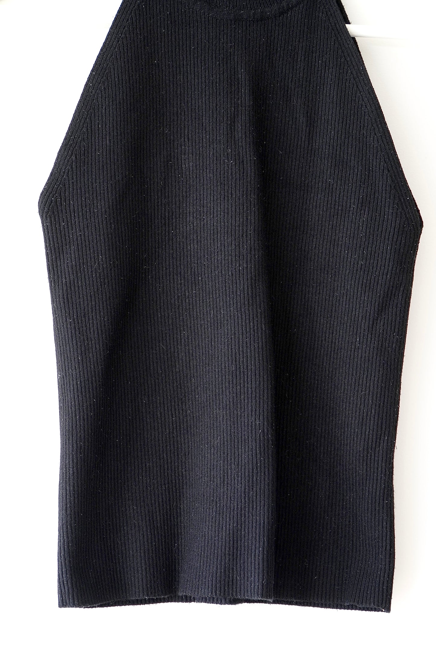Zara Black Ribbed Halterneck Tank Top (S)