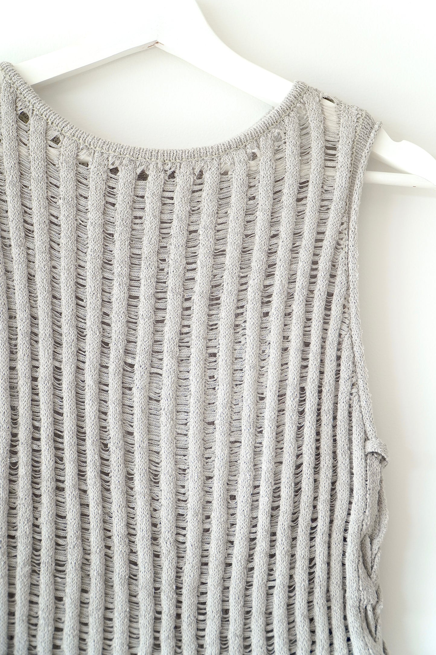 H&M Light Khaki Green Ladder Stitch Knitted Tank Top (Fits S)