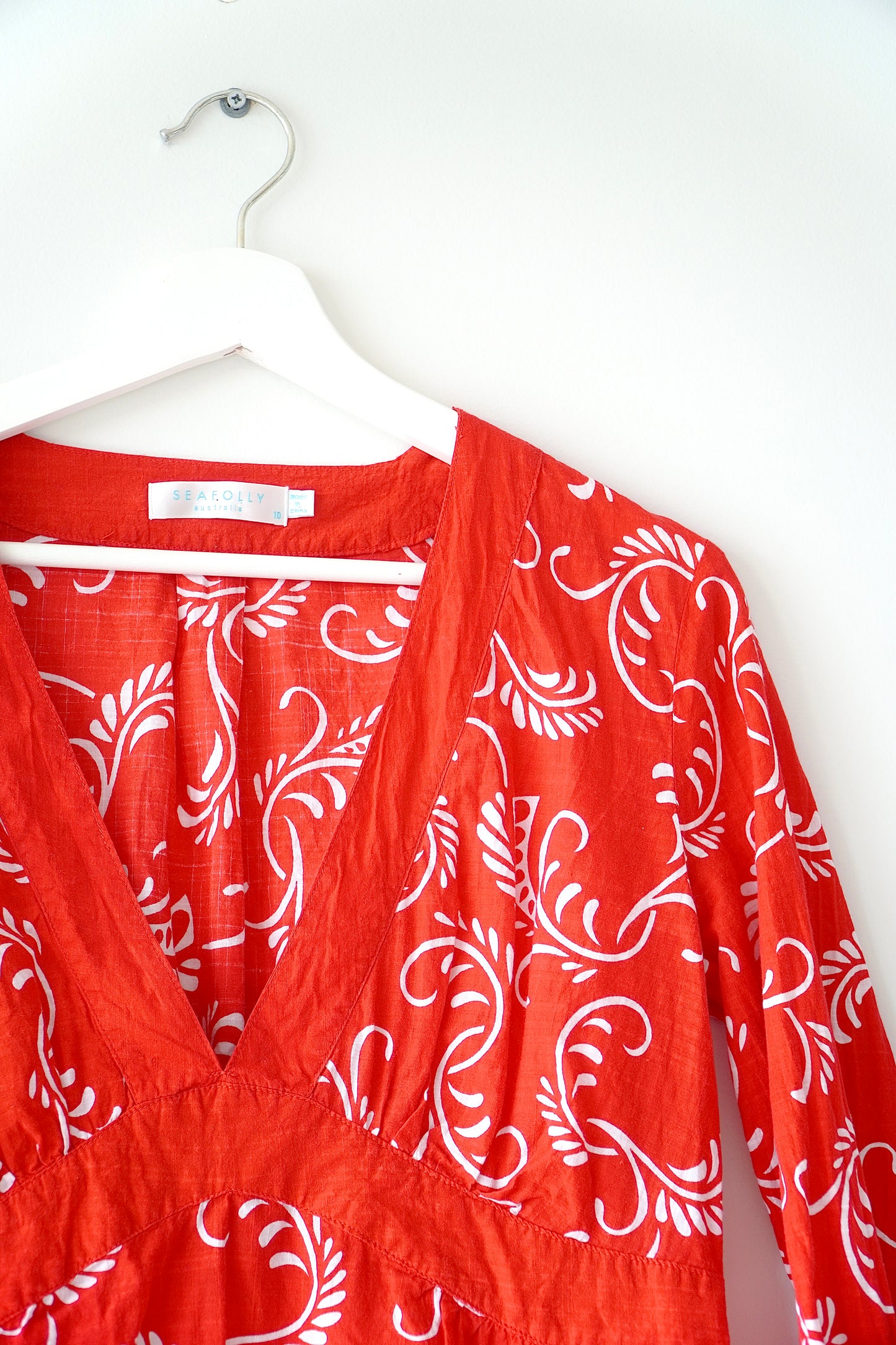 Seafolly Red Patterned Tunic Coverup Beach Dress (10 Au)